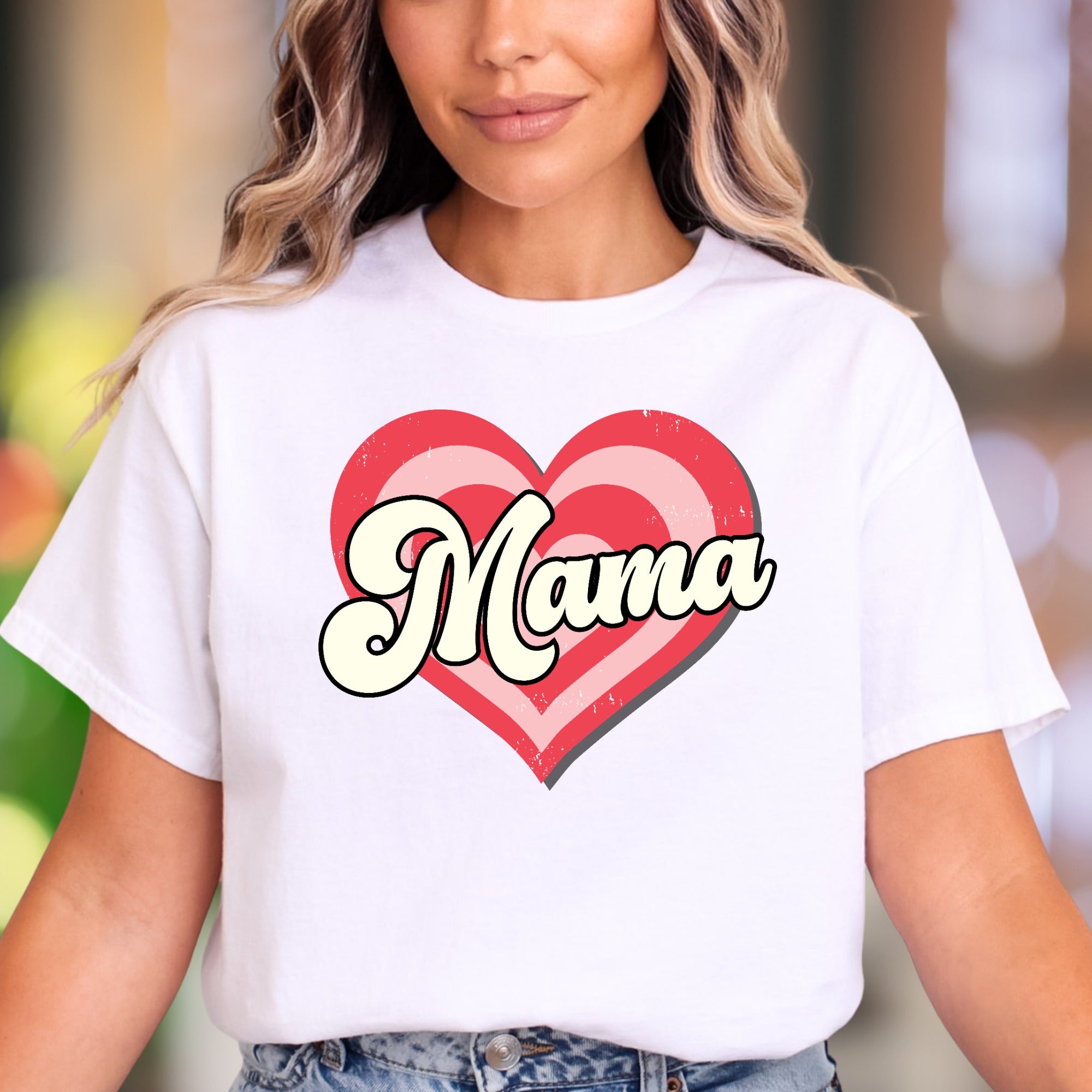 "Mama" | Retro Heart Graphic Unisex Adult T-Shirt | Motherhood Lifestyle