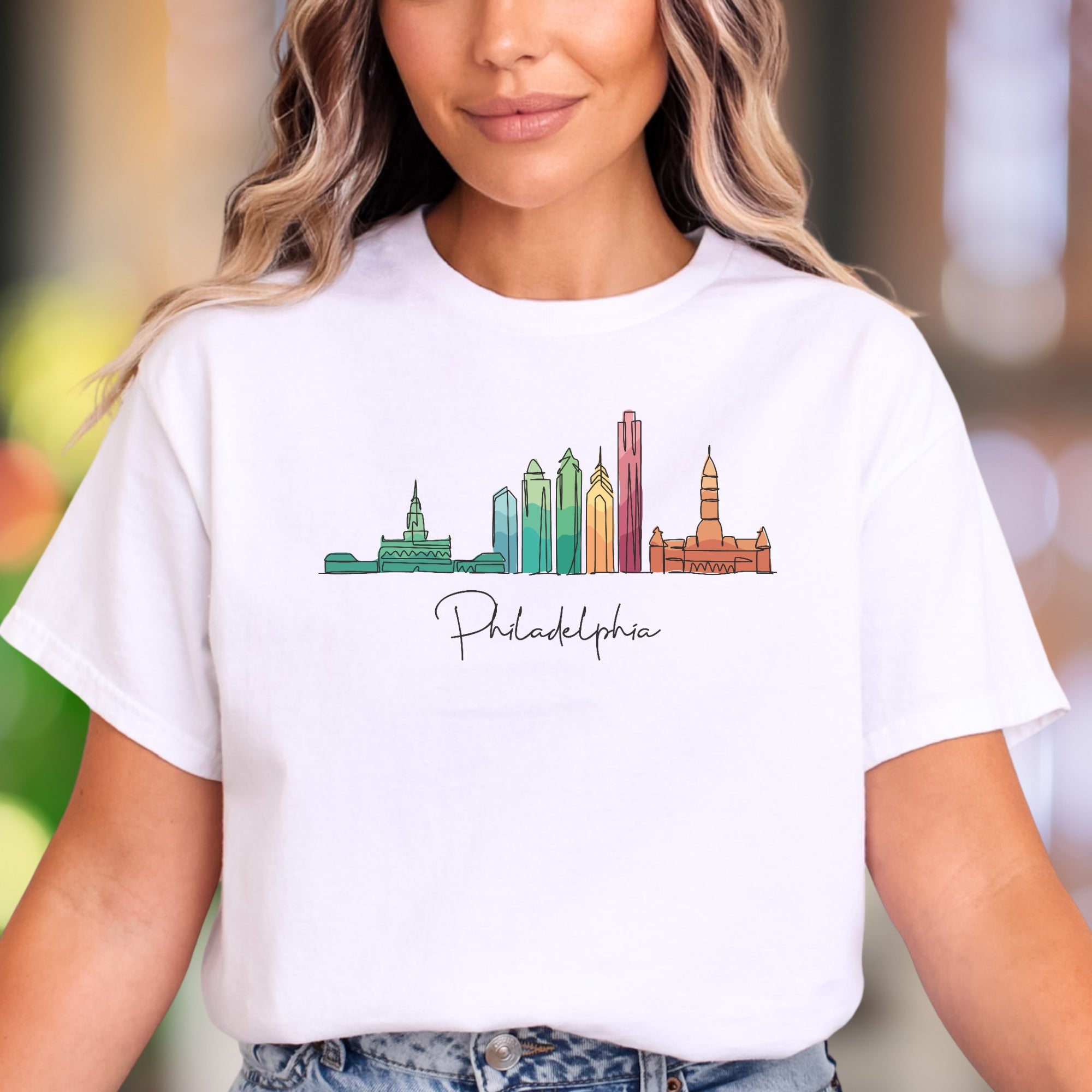 "Pittsburgh" | Colorful City Skyline Unisex Adult T-Shirt | Travel & Pride Apparel