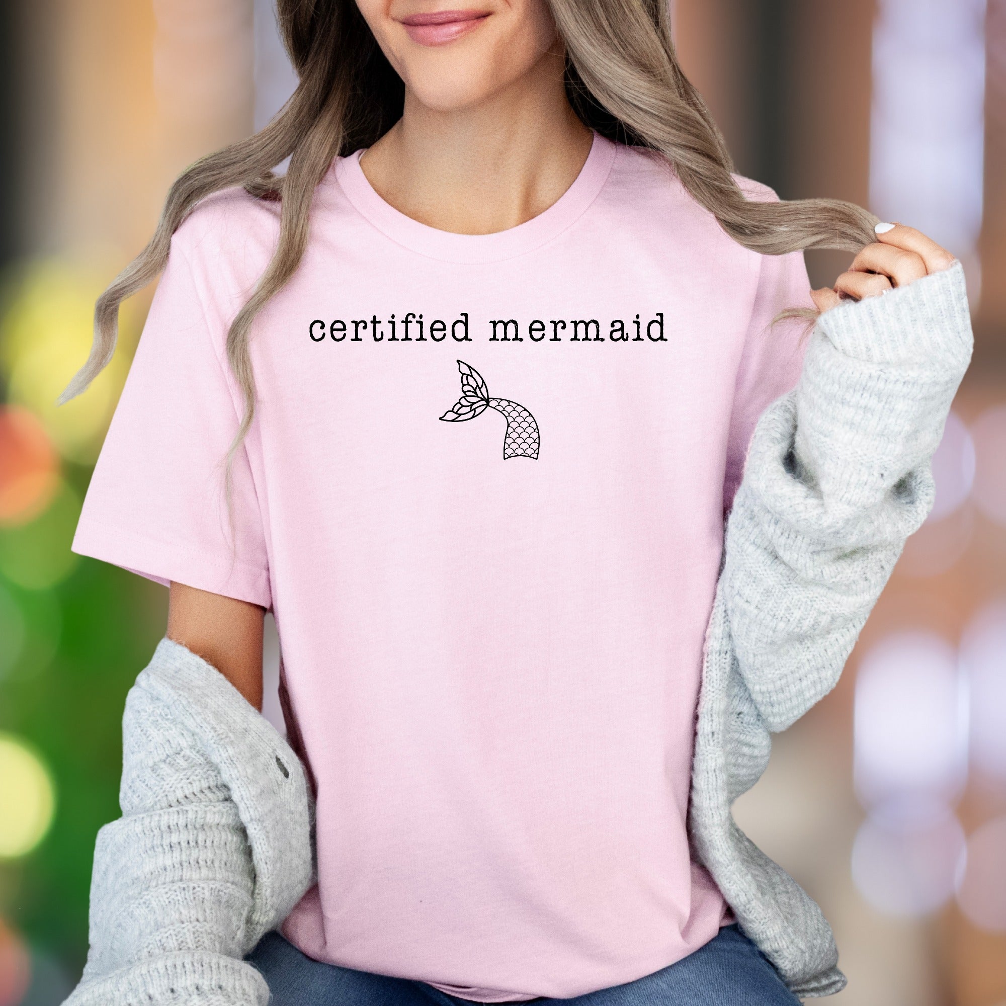 "certified mermaid" | Minimal Typography Unisex Adult T-Shirt | Playful Coastal Lifestyle