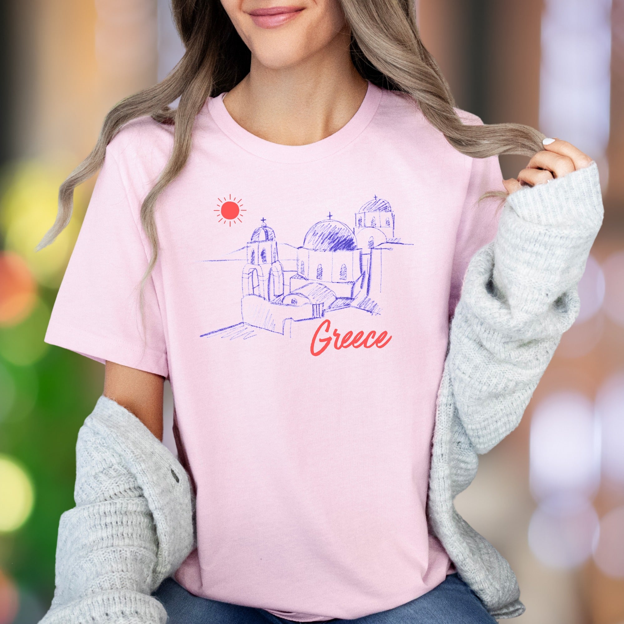 "Greece" | Sketch Art Travel Unisex Adult T-Shirt | Mediterranean Lifestyle