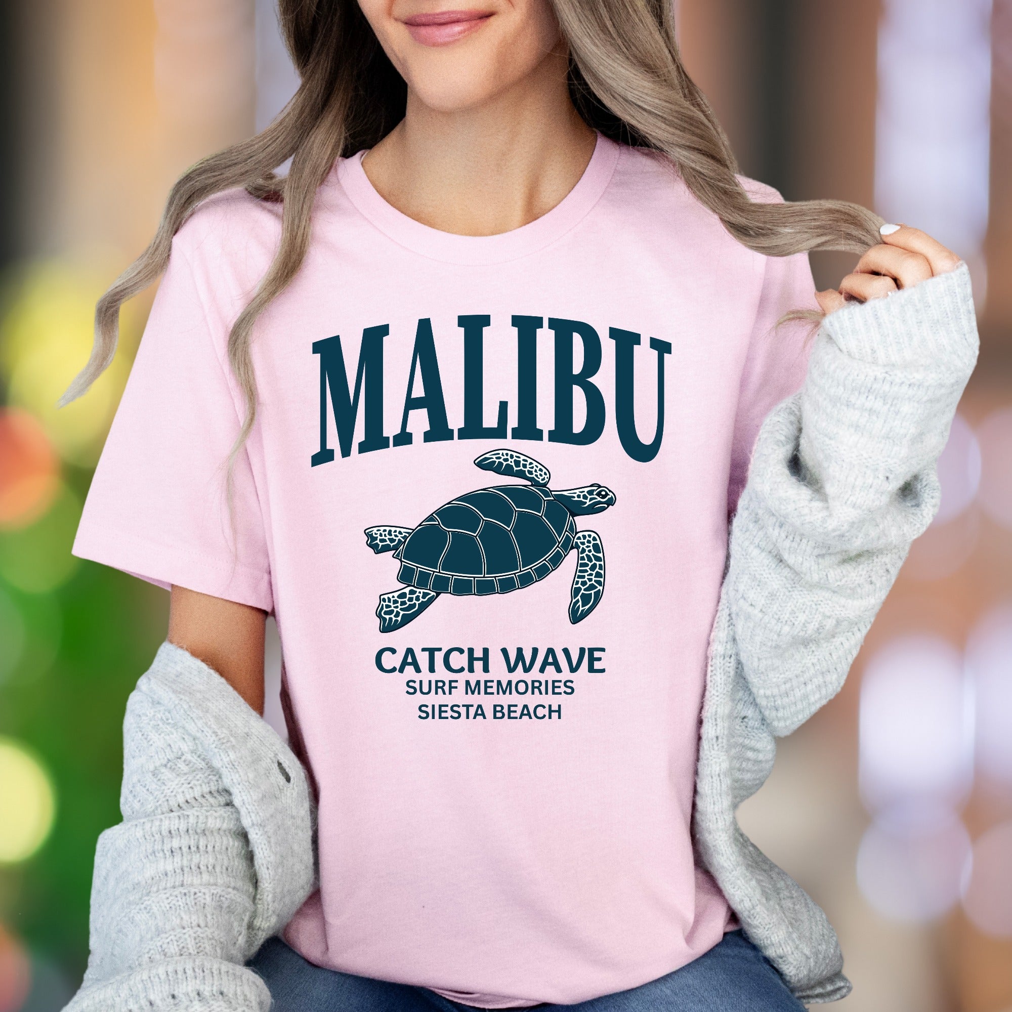"MALIBU Catch Wave Surf Memories Siesta Beach" | Retro Island Graphic Unisex Adult T-Shirt | Beach Lifestyle