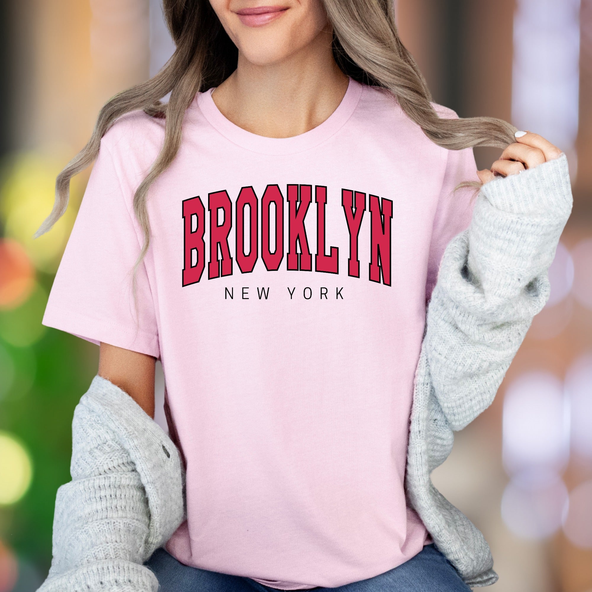 "BROOKLYN NEW YORK" | Bold Arch College Typography Unisex Adult T-Shirt | City Streetwear