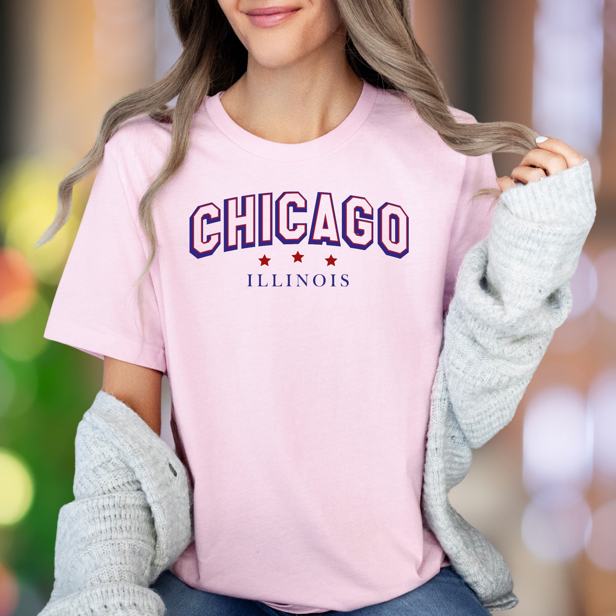 "CHICAGO ILLINOIS" | Retro Typography Unisex Adult T-Shirt | City Pride Apparel