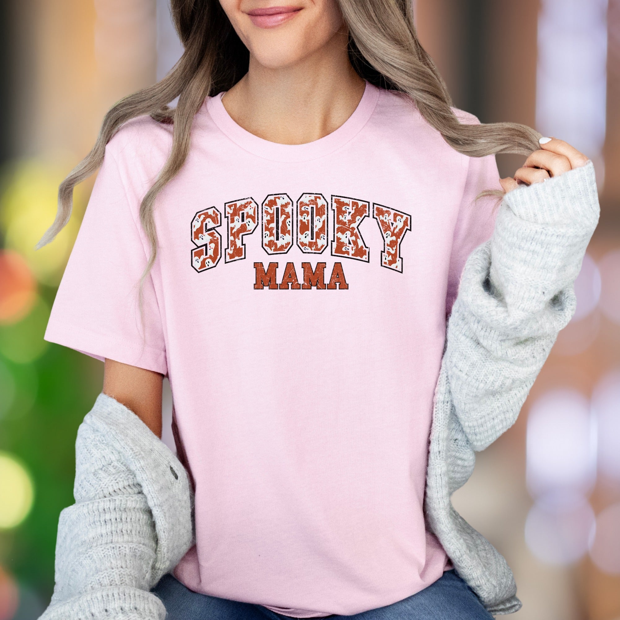 "SPOOKY MAMA" | Distressed Ghost Print Unisex Adult T-Shirt | Halloween Lifestyle