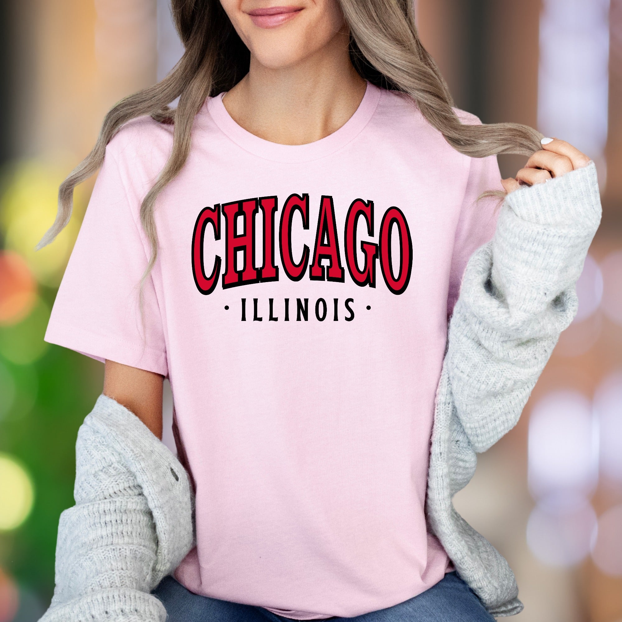 "CHICAGO ILLINOIS" | Bold City Typography Unisex Adult T-Shirt | Local Pride Apparel
