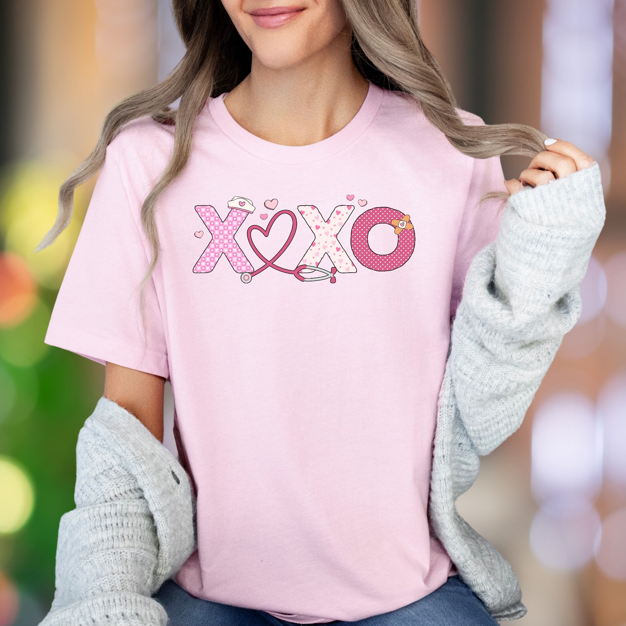 "XOXO Nurse Love" | Playful Healthcare Graphic Unisex Adult T-Shirt | Caring Lifestyle Apparel