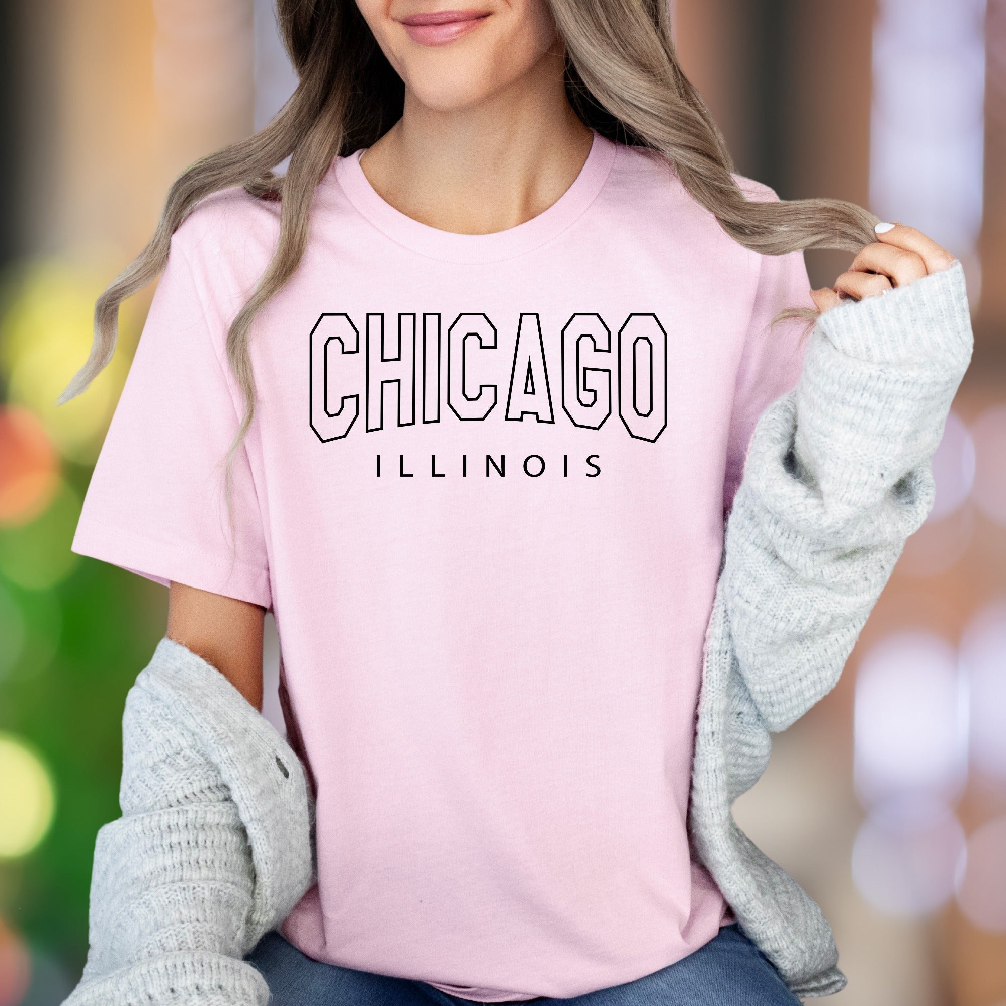 "Chicago Illinois" | Modern City Typography Unisex Adult T-Shirt | Local Pride Apparel