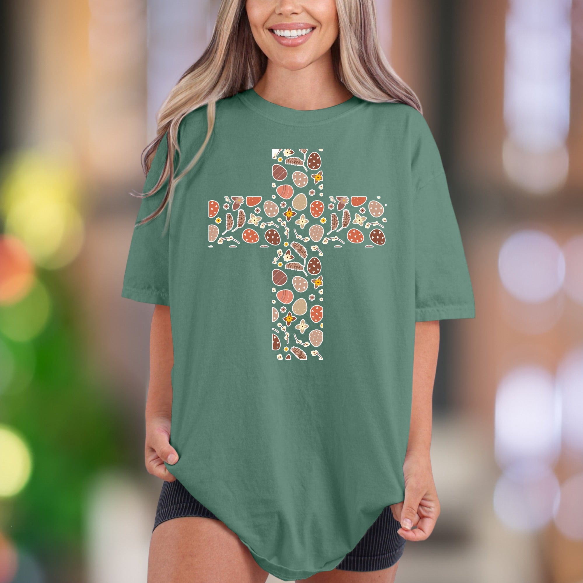 Boho Floral Cross | Comfort Colors Unisex Adult T-Shirt | Rustic Inspirational Style