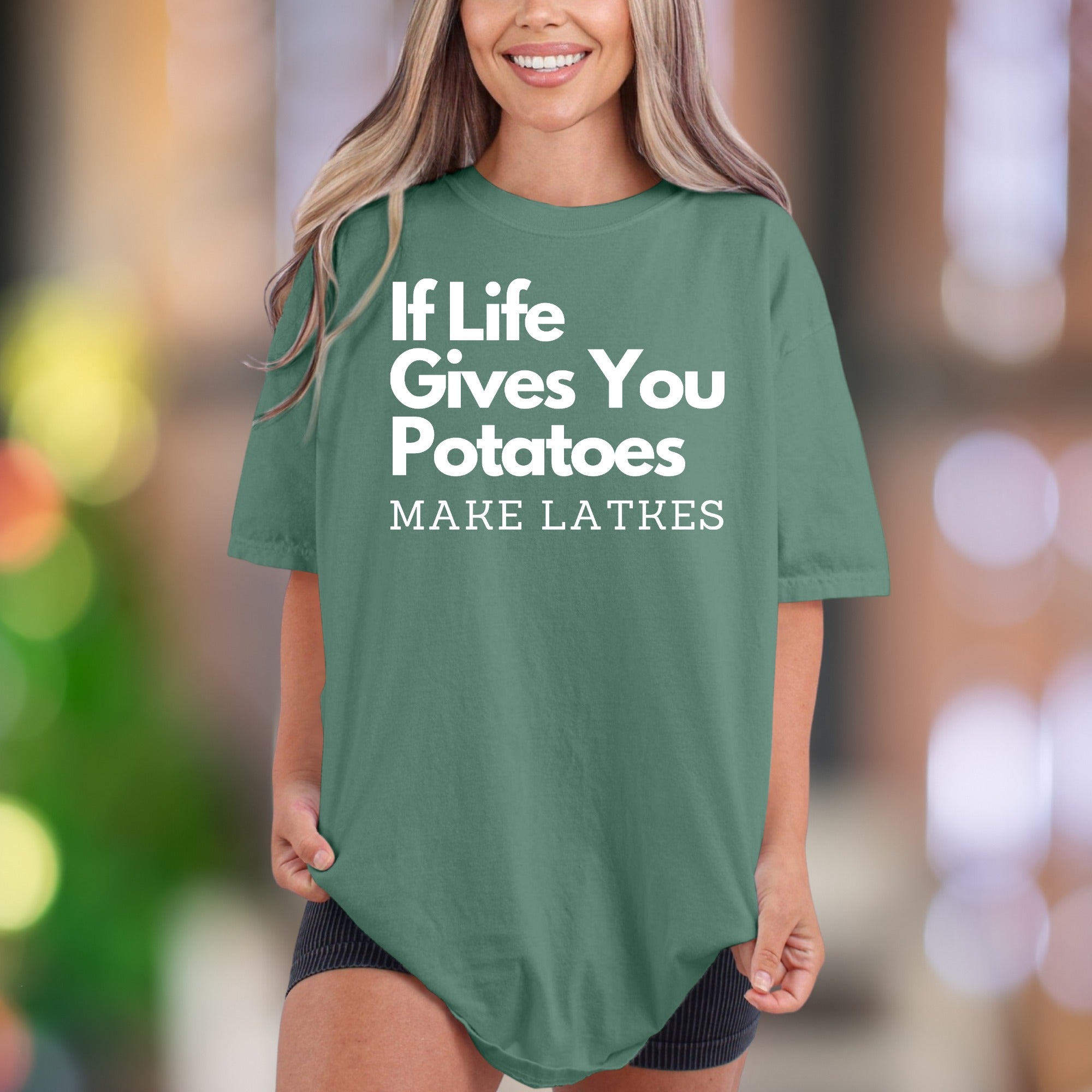 "If Life Gives You Potatoes Make Latkes" | Comfort Colors Unisex Adult T-Shirt | Funny Foodie Personality Tee