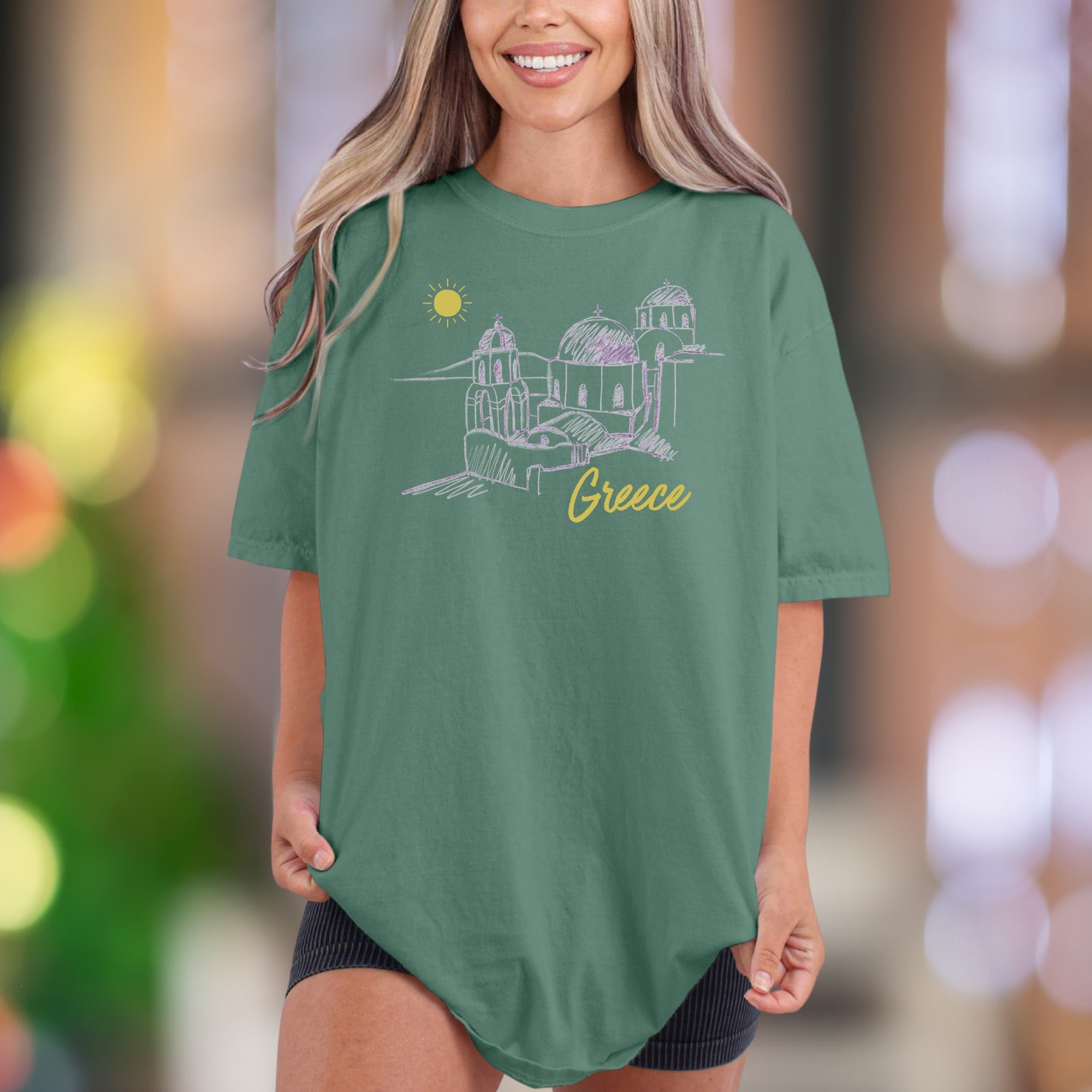 Greece Sketch Outline | Comfort Colors Unisex Adult T-Shirt | Travel Souvenir Style