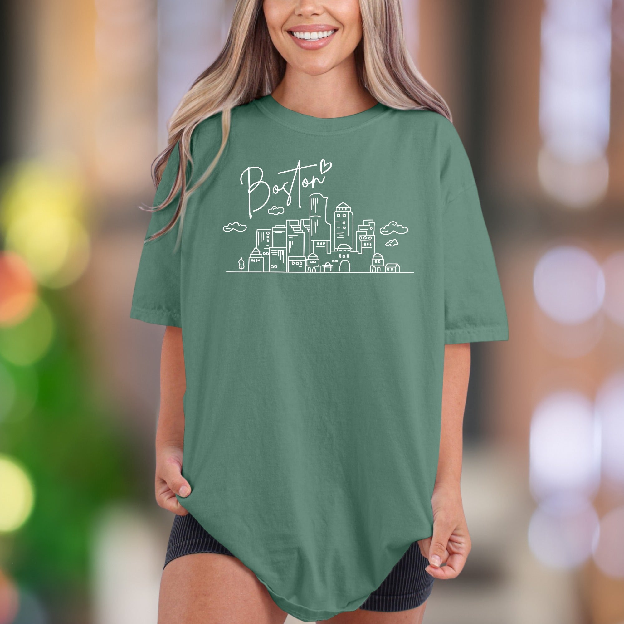 "Boston" | Comfort Colors Unisex Adult T-Shirt | Minimal Cityscape Style