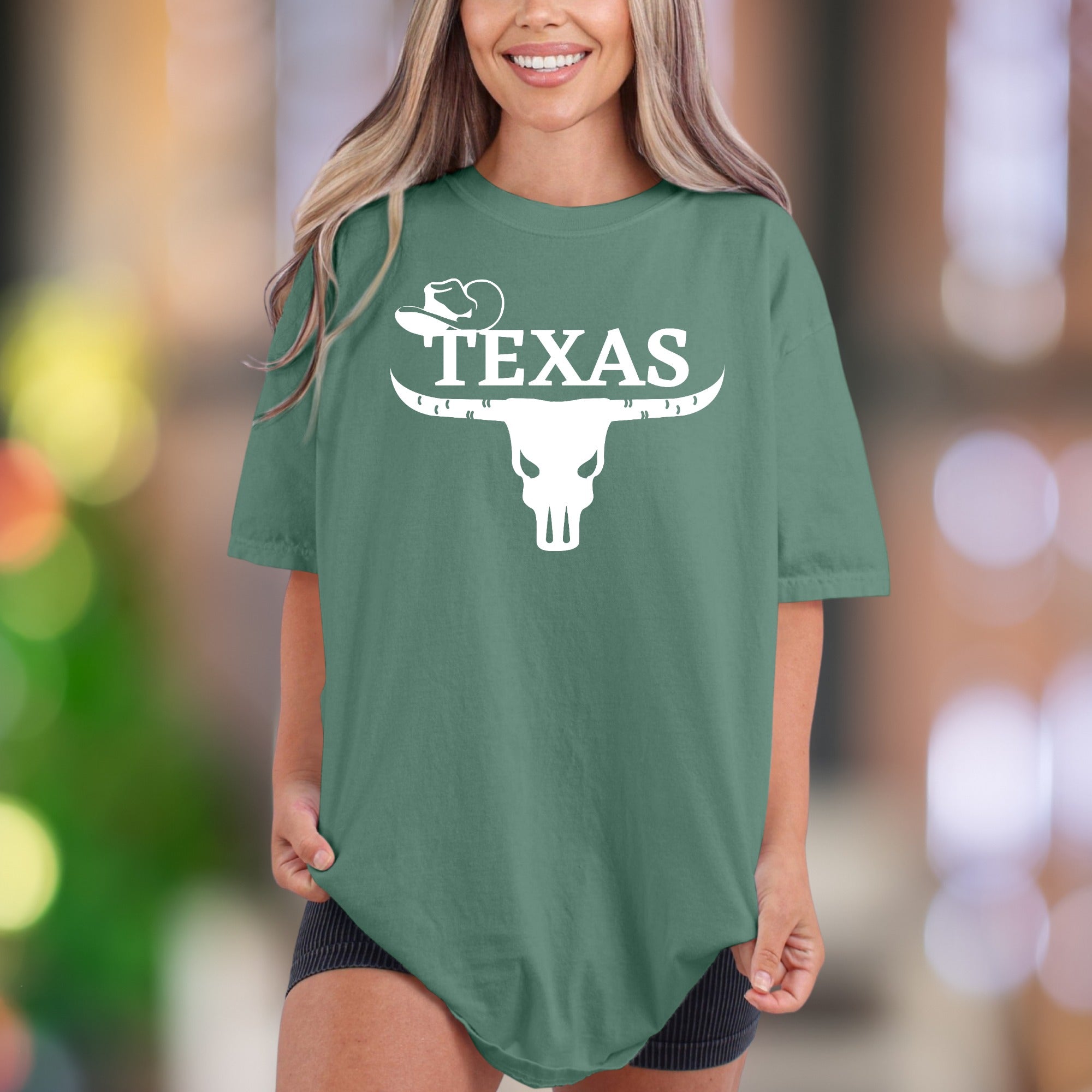 "TEXAS" Longhorn Skull Comfort Colors Unisex Adult T-Shirt | Southern Lifestyle Tee