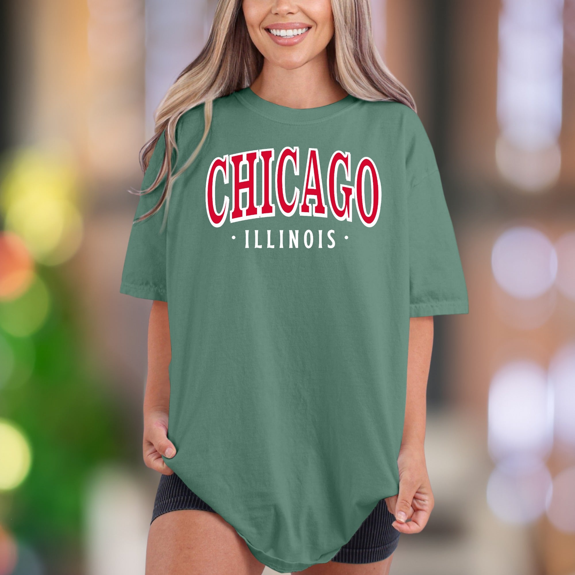 "CHICAGO • ILLINOIS •" | Comfort Colors Unisex Adult T-Shirt | Classic City Style