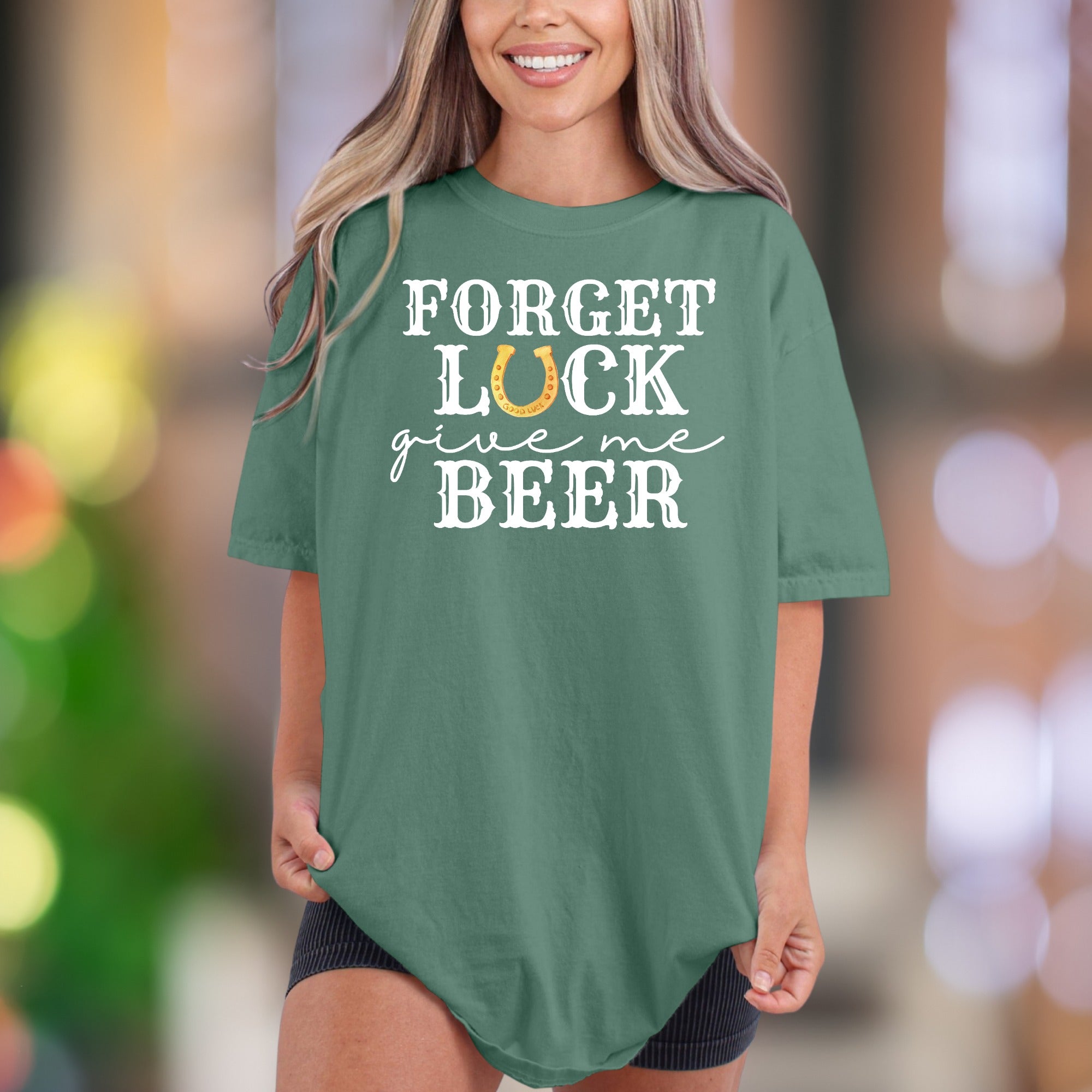 "Forget Luck Give Me Beer" | Comfort Colors Unisex Adult T-Shirt | Funny Lifestyle Tee