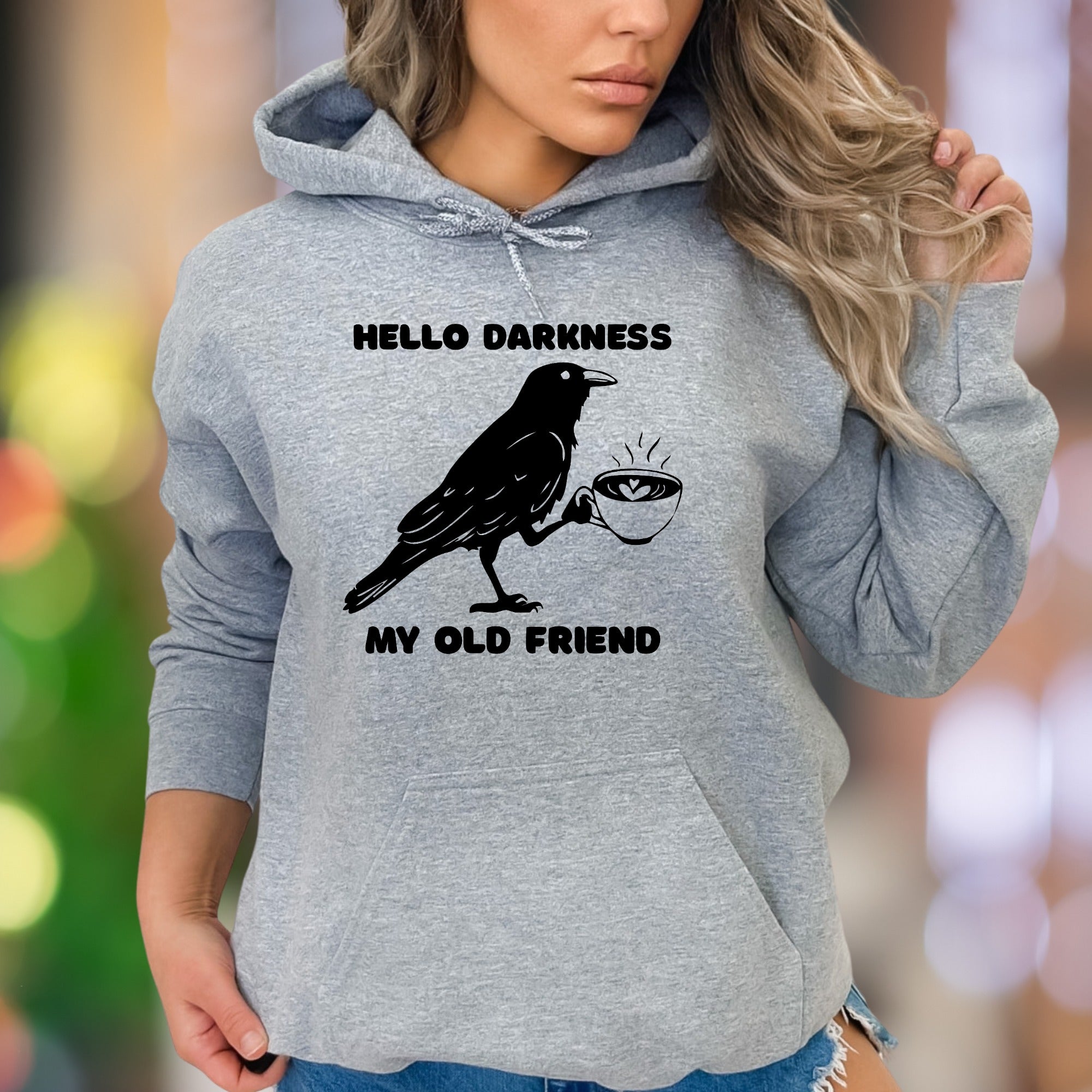 "Hello Darkness My Old Friend" | Funny Retro Unisex Adult Hoodie | Witty Lifestyle Apparel