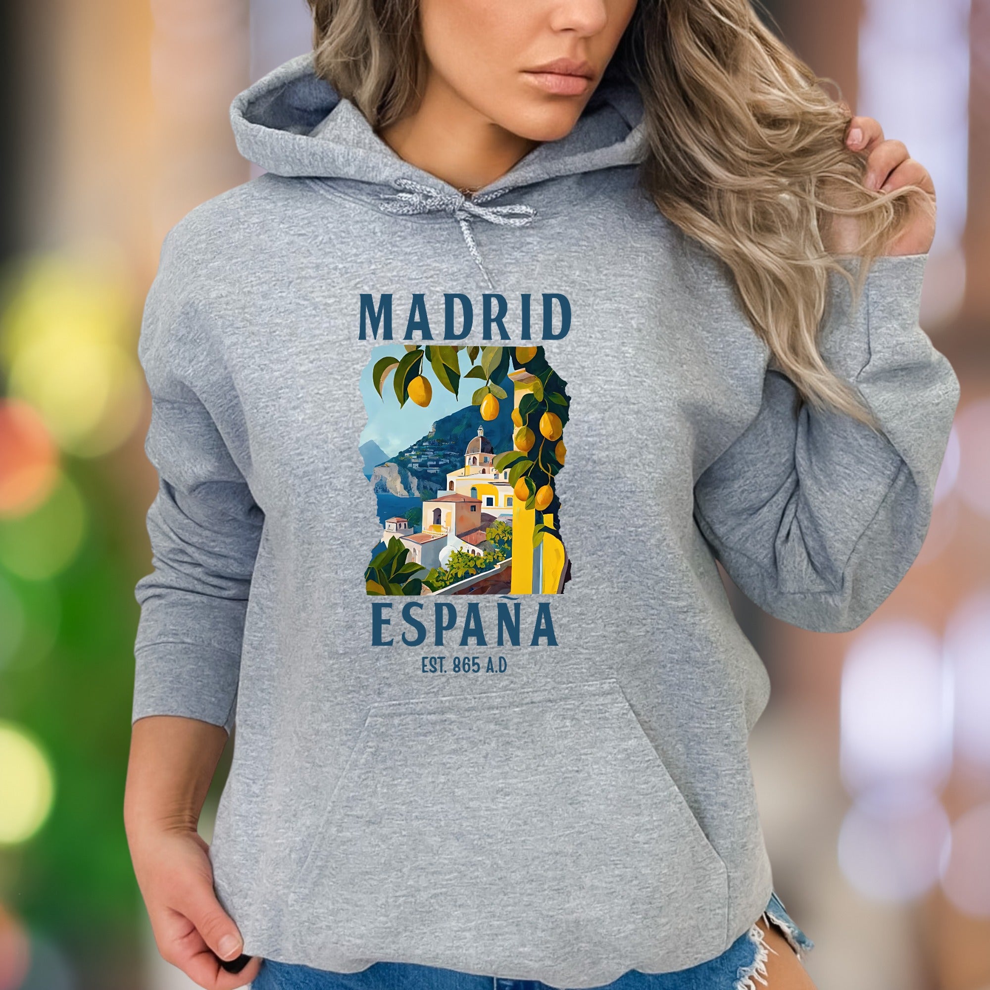 "MADRID ESPANA" | Vintage Travel Graphic Unisex Adult Hoodie | Wanderlust Apparel