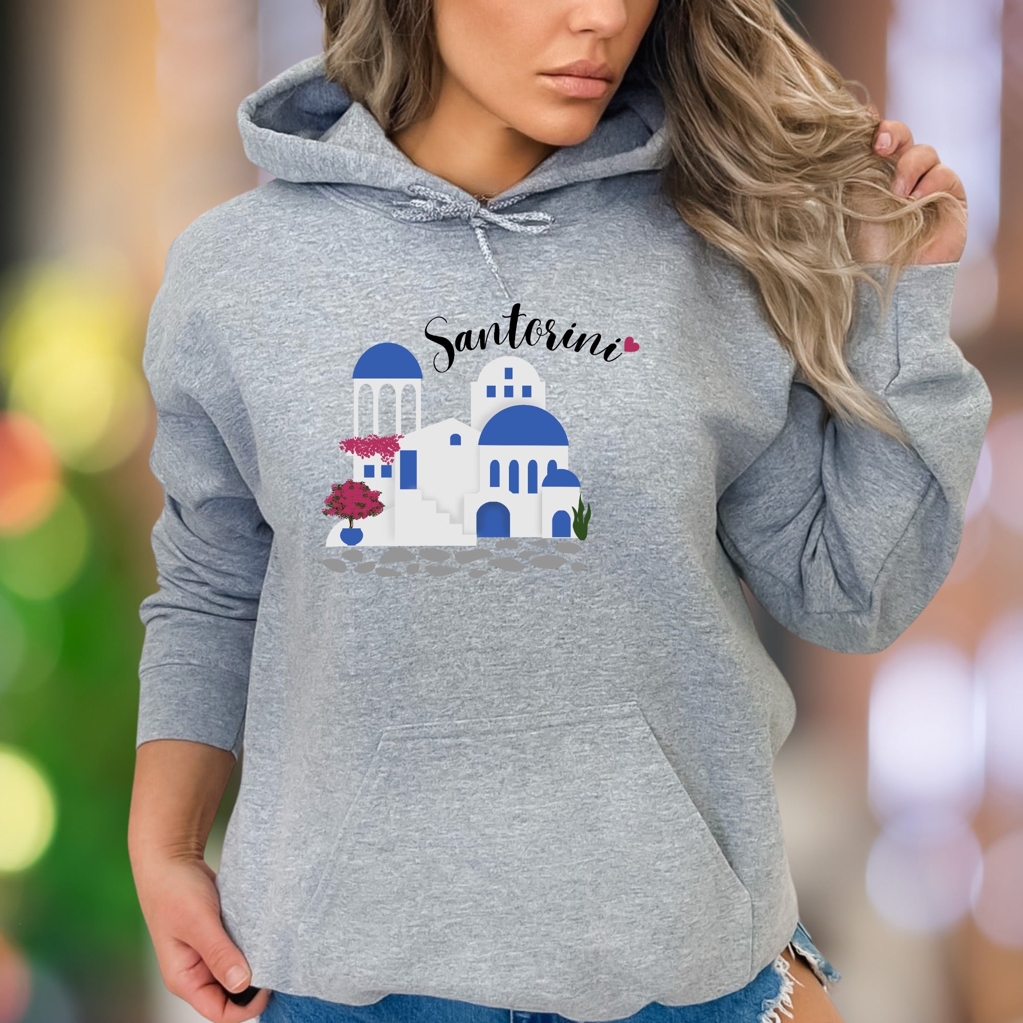 "Santorini" | Iconic Landscape Unisex Adult Hoodie | Travel & Culture