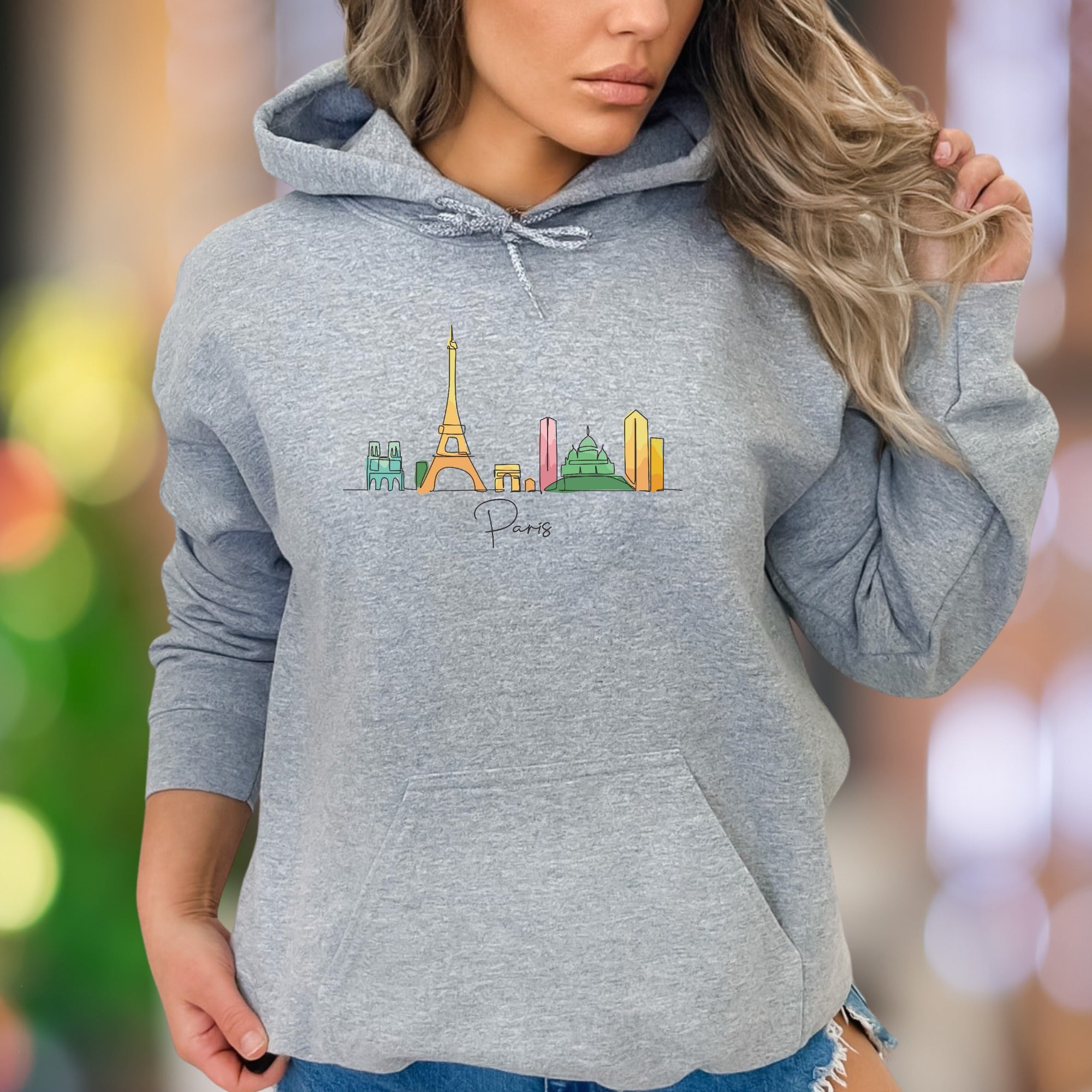 "Paris Skyline" | Minimal Line Art Unisex Adult Hoodie | Travel Lifestyle