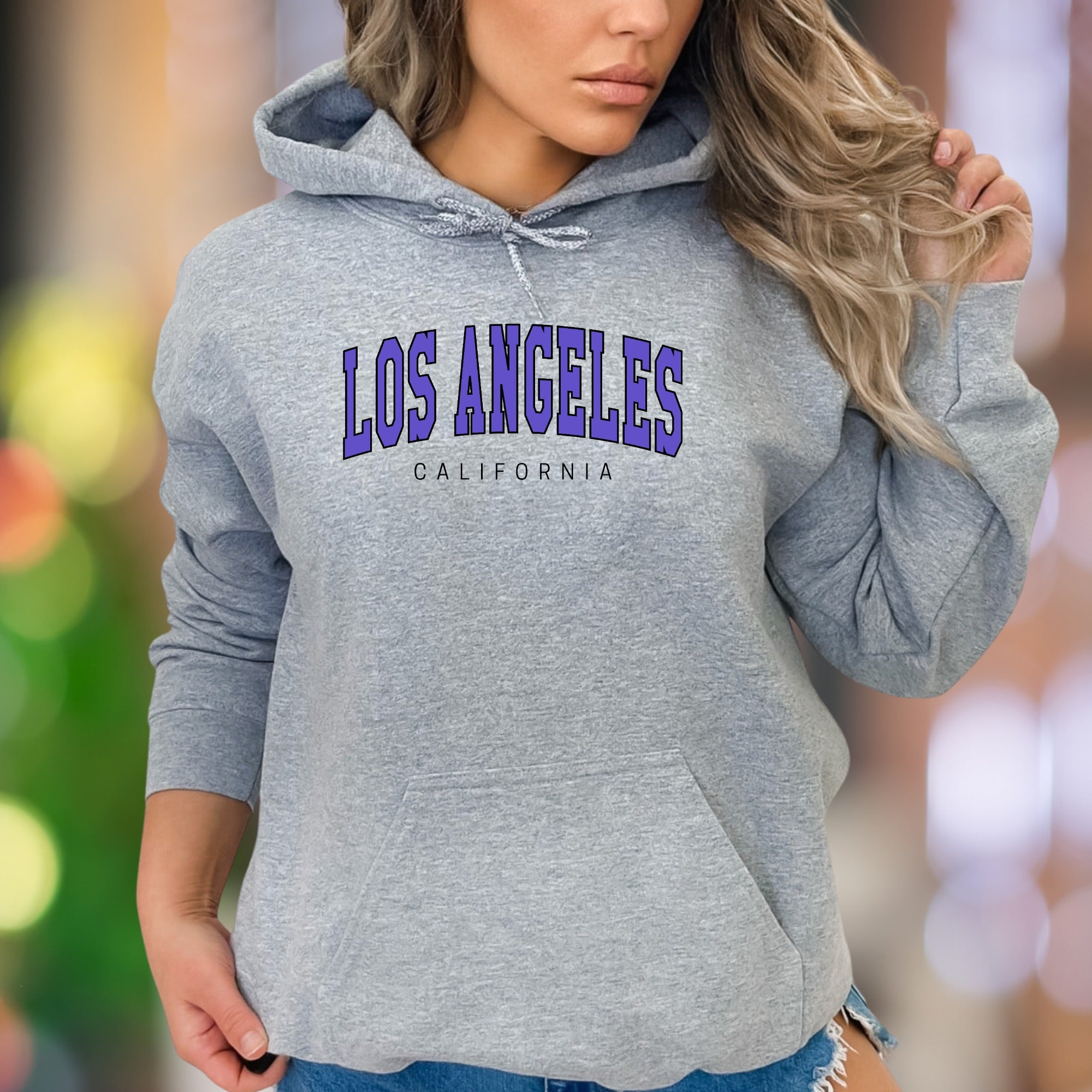 "Los Angeles California" | Retro College Font Unisex Adult Hoodie | City Lifestyle