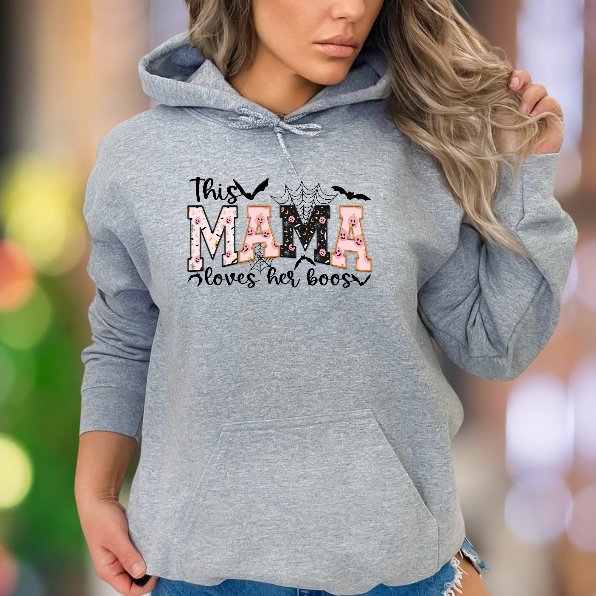 "This Mama Loves Her Boos" | Spooky Typography Unisex Adult Hoodie | Halloween Lifestyle