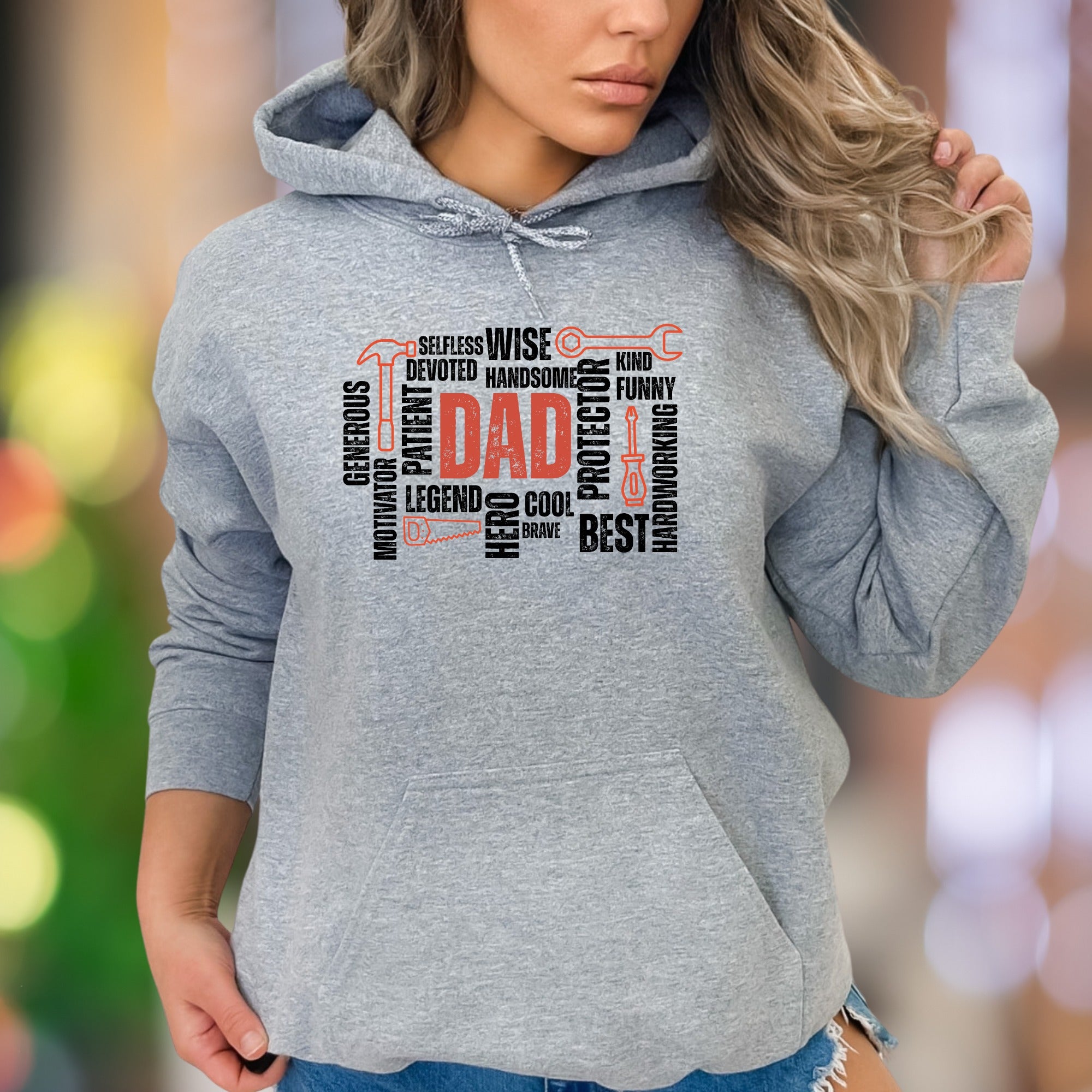 "DAD" Word Cloud Graphic Unisex Adult Hoodie | Motivational Identity