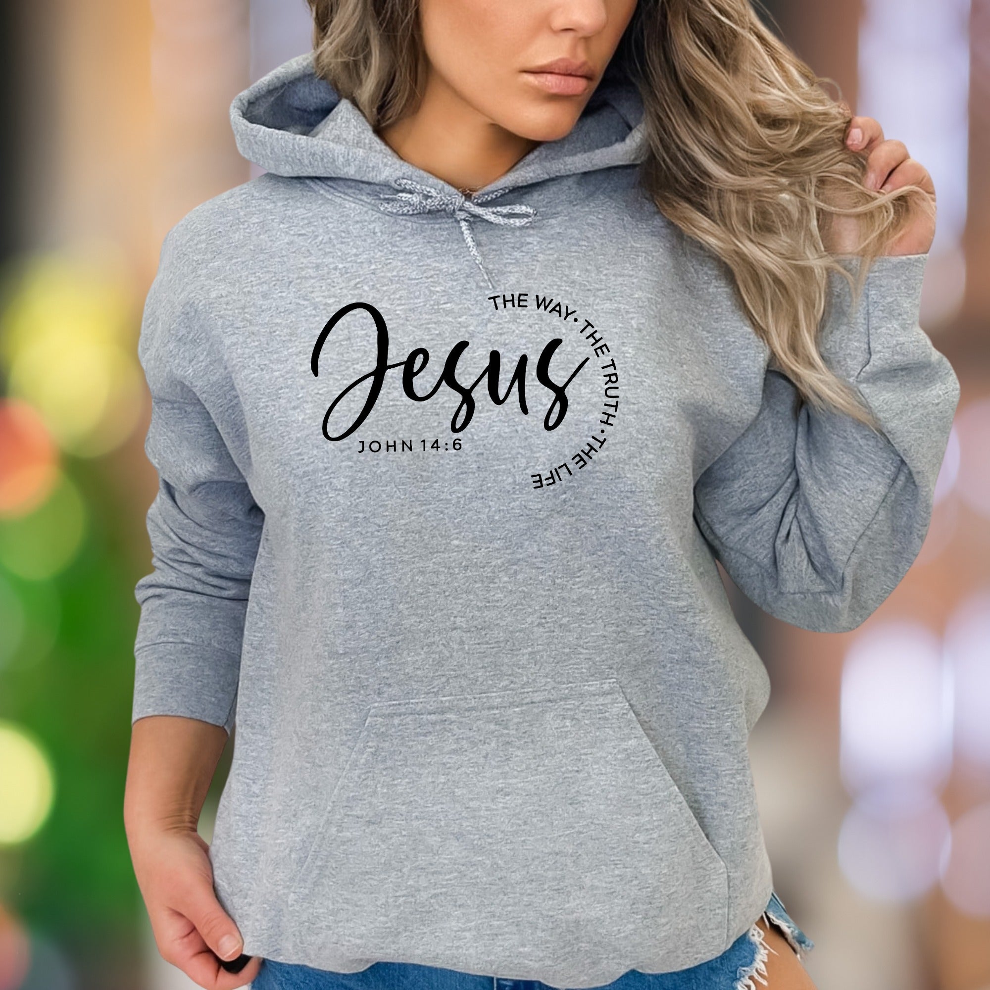 "Jesus The Way, The Truth, The Life" | Script Typography Unisex Adult Hoodie | Spiritual Lifestyle