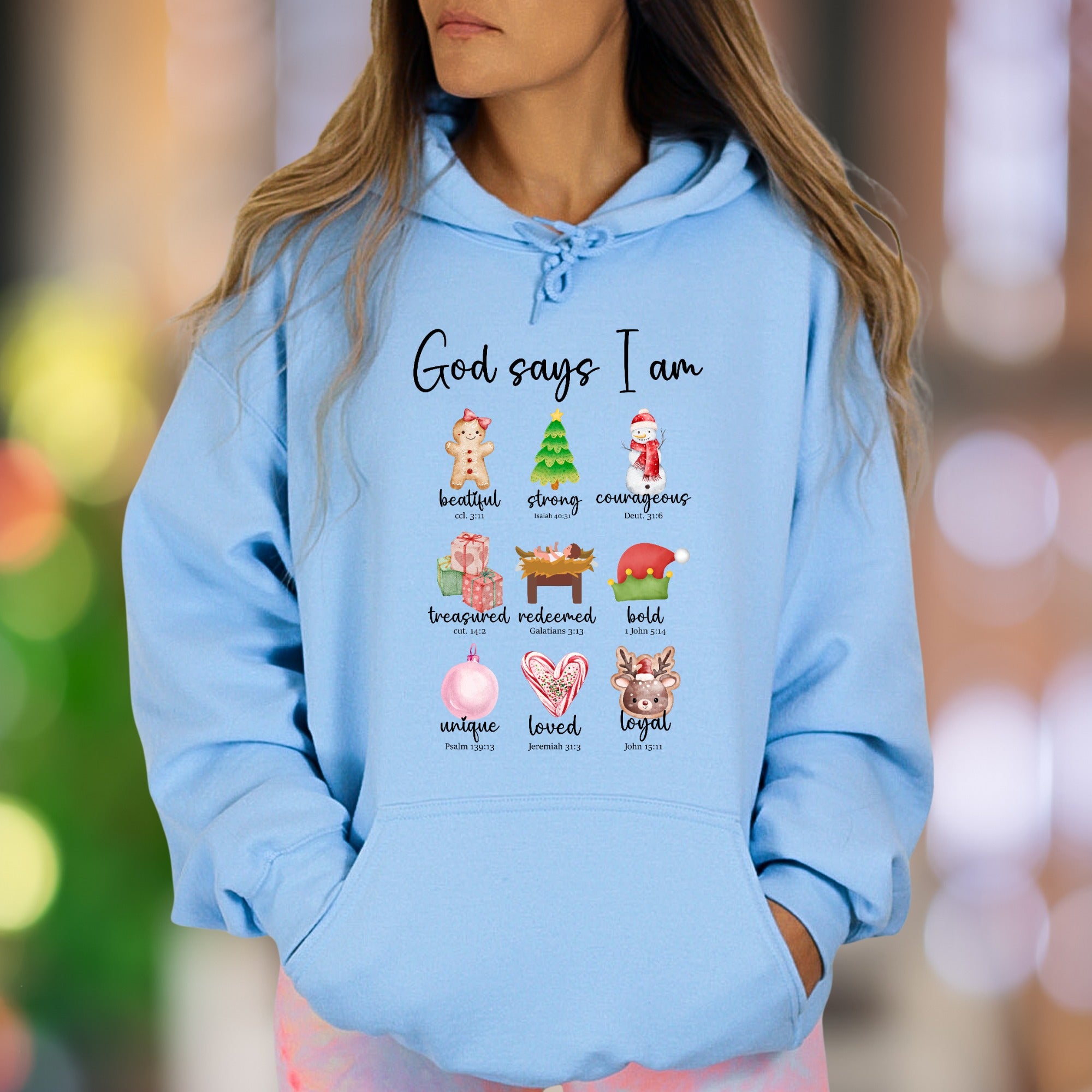 "God Says I Am" | Christmas Affirmation Unisex Adult Hoodie | Faith-Inspired Lifestyle
