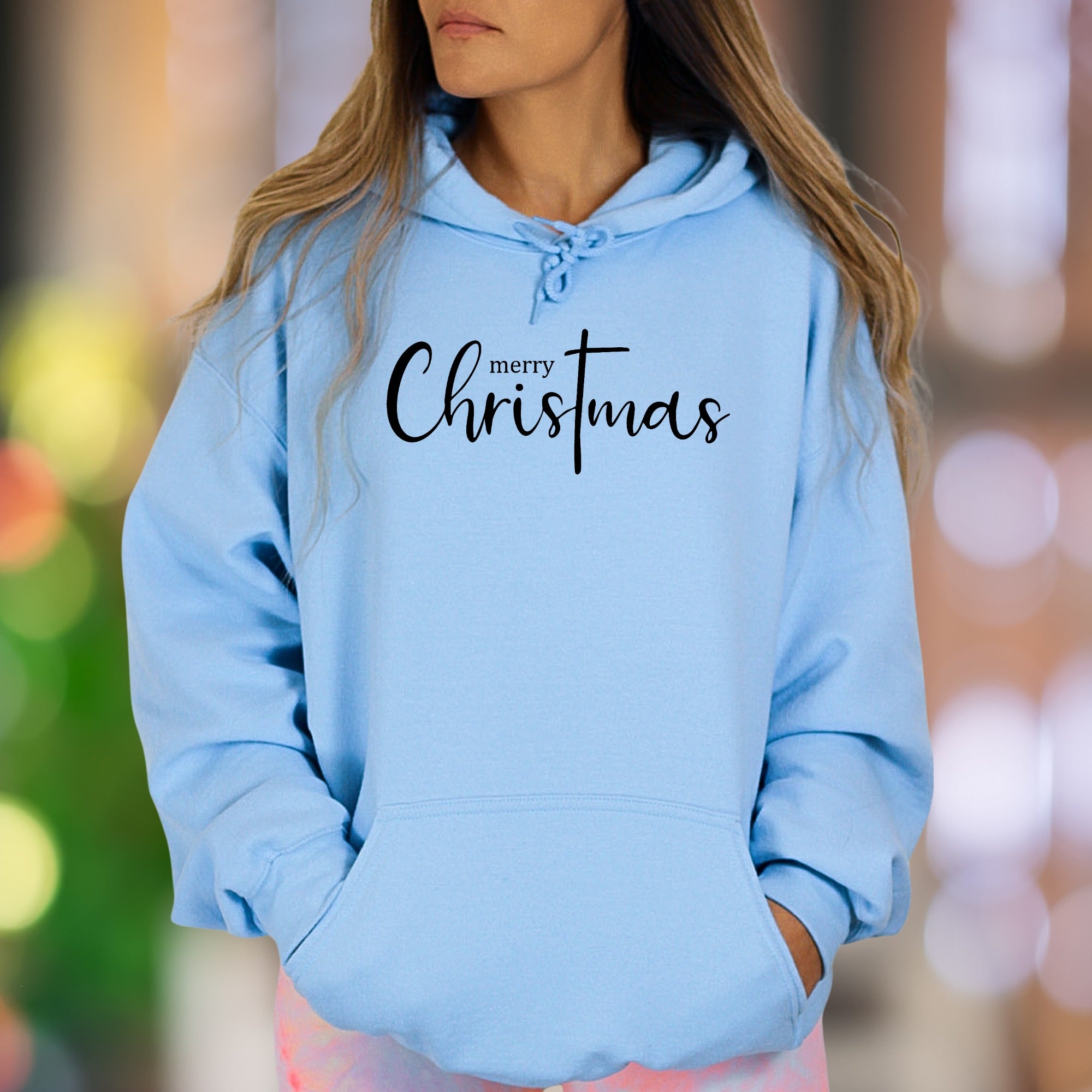 "Merry Christmas" | Script Typography Unisex Adult Hoodie | Festive Seasonal Wear