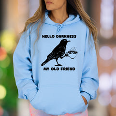 "Hello Darkness My Old Friend" | Funny Retro Unisex Adult Hoodie | Witty Lifestyle Apparel