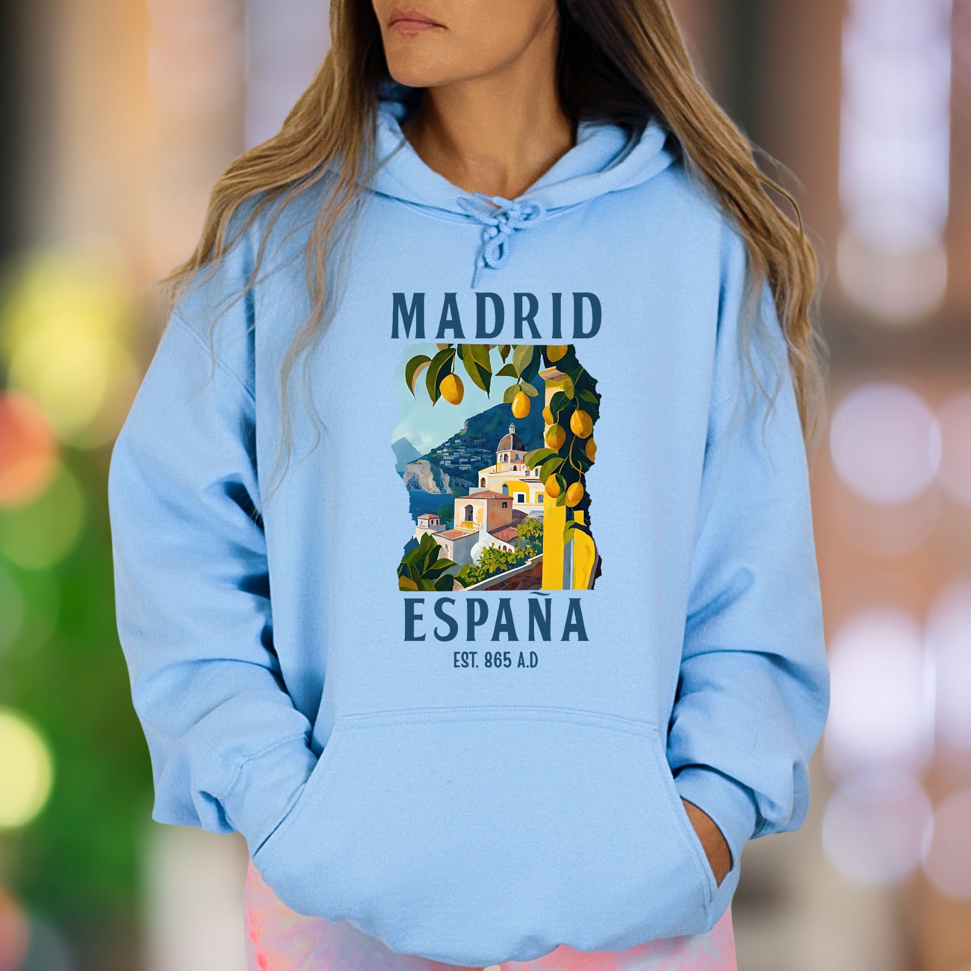 "MADRID ESPANA" | Vintage Travel Graphic Unisex Adult Hoodie | Wanderlust Apparel