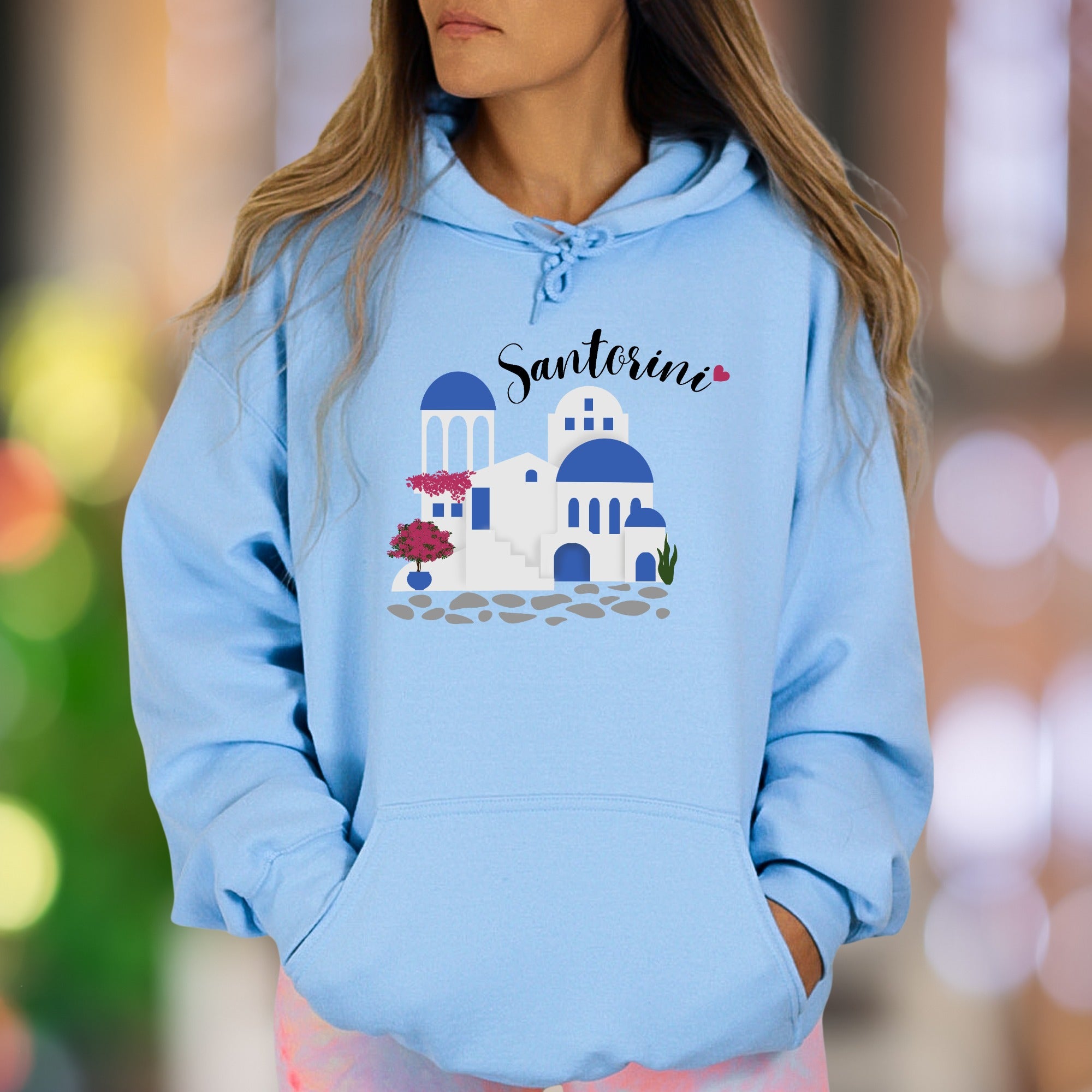 "Santorini" | Iconic Landscape Unisex Adult Hoodie | Travel & Culture