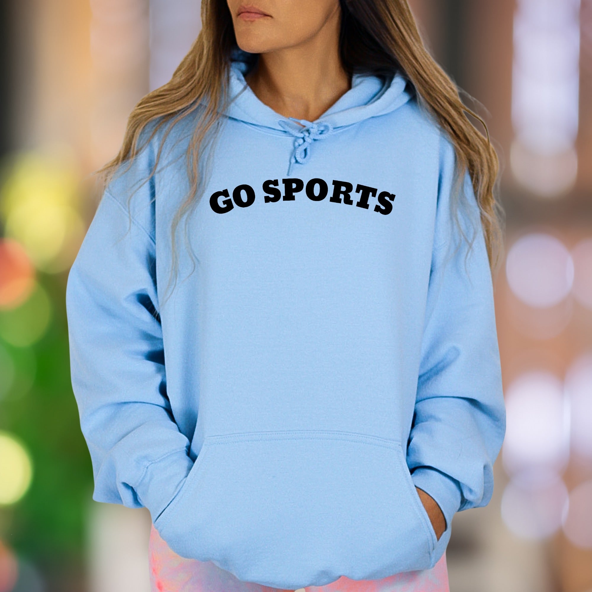 "Go Sports" | Bold Typography Unisex Adult Hoodie | Casual Lifestyle Humor