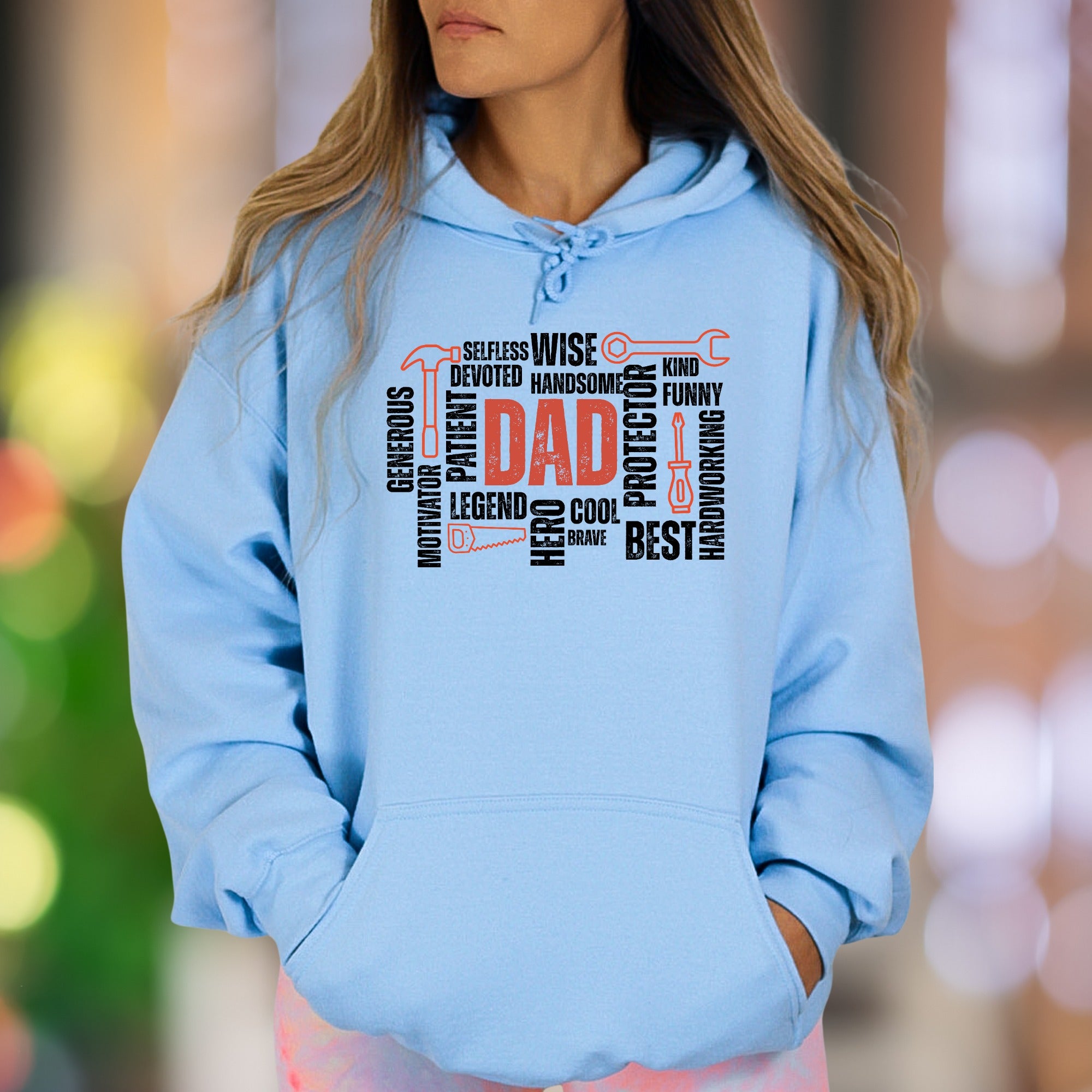"DAD" Word Cloud Graphic Unisex Adult Hoodie | Motivational Identity