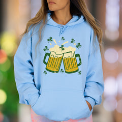 "Cheers & Shamrocks" | Distressed Graphic Unisex Adult Hoodie | St. Patrick's Day Fun