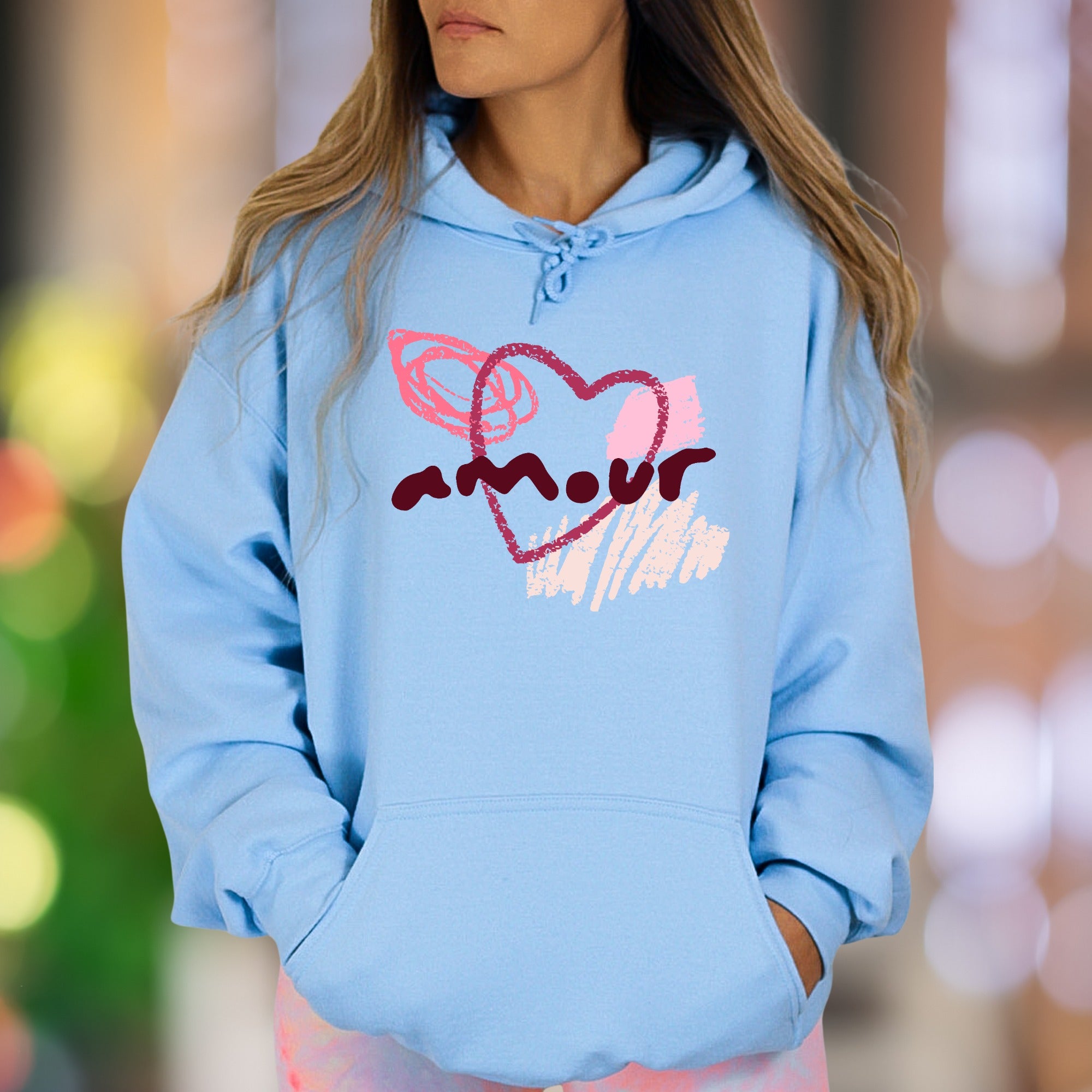 "Amour" | Artistic Sketch Heart Unisex Adult Hoodie | Romantic Expression Apparel