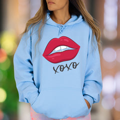 "XOXO Red Lips" | Modern Graphic Unisex Adult Hoodie | Affectionate Streetwear