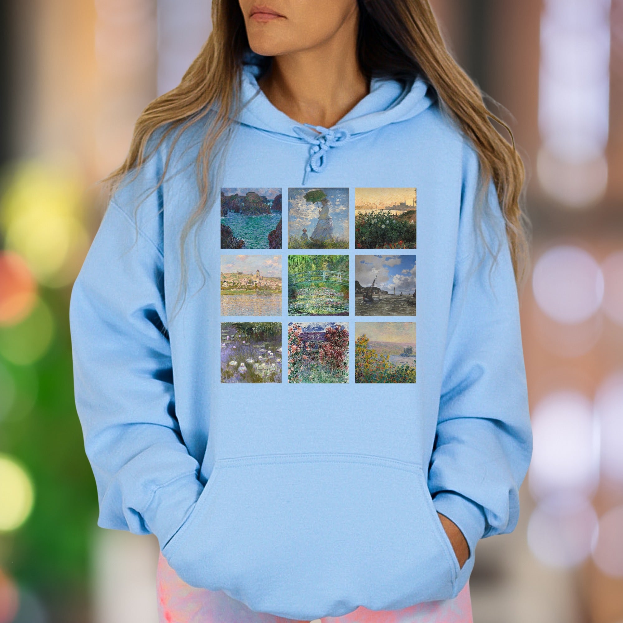 "Impressionist Grid" | Vintage Art Unisex Adult Hoodie | Creative Expression