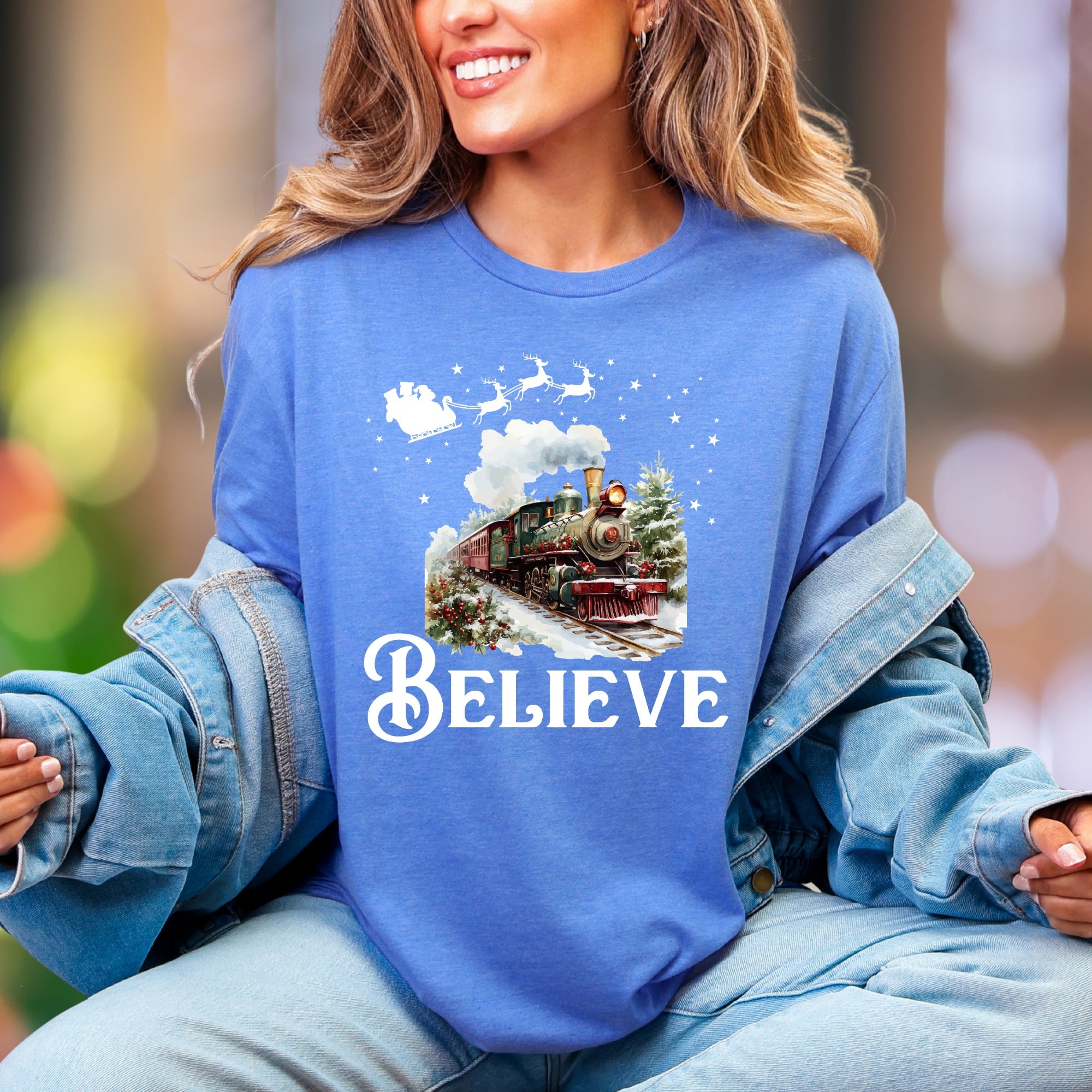 "Believe" | Festive Christmas Train Unisex Adult T-Shirt | Holiday Lifestyle