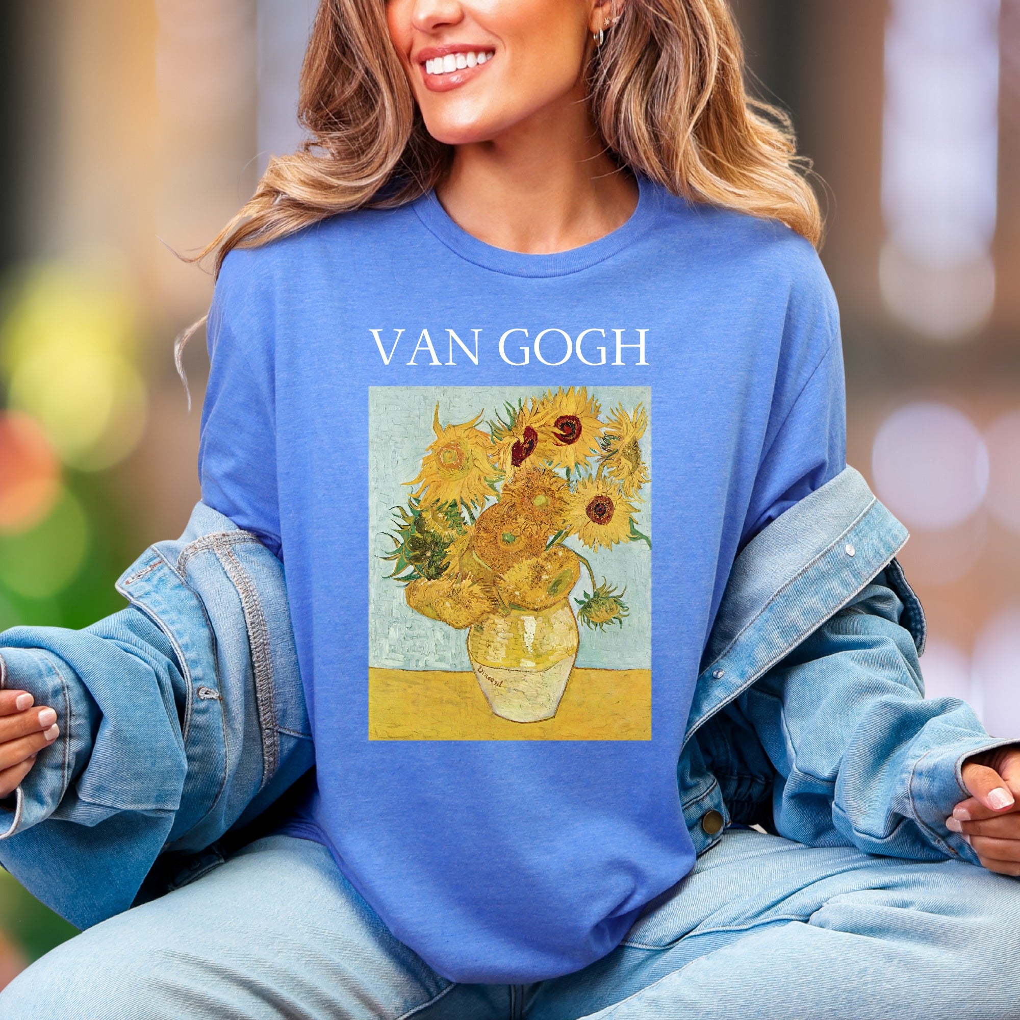 "VAN GOGH" Van Gogh Sunflowers Art Unisex Adult T-Shirt | Artistic Expression