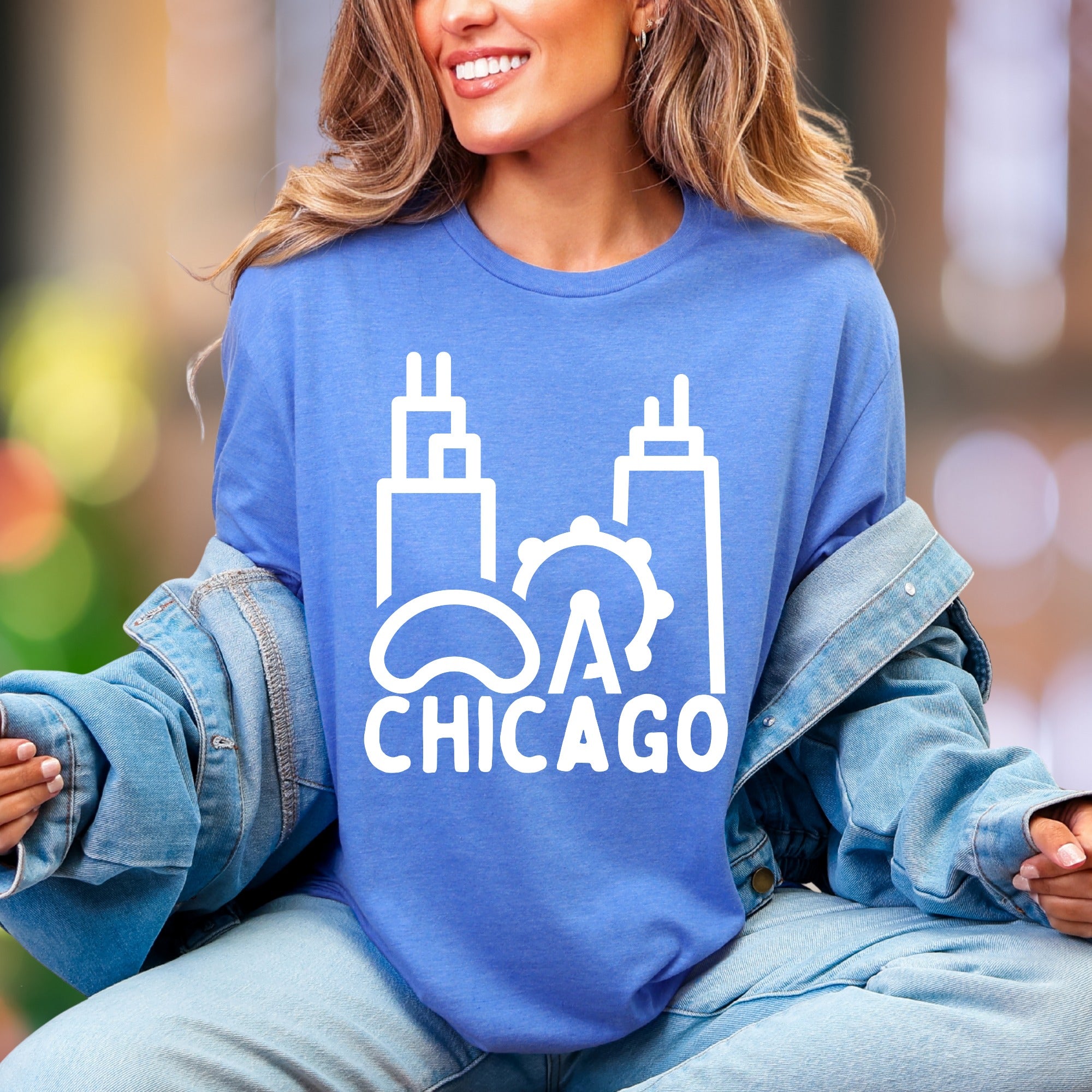 "Chicago Landmarks" | Minimal Cityscape Unisex Adult T-Shirt | Travel & Local Pride