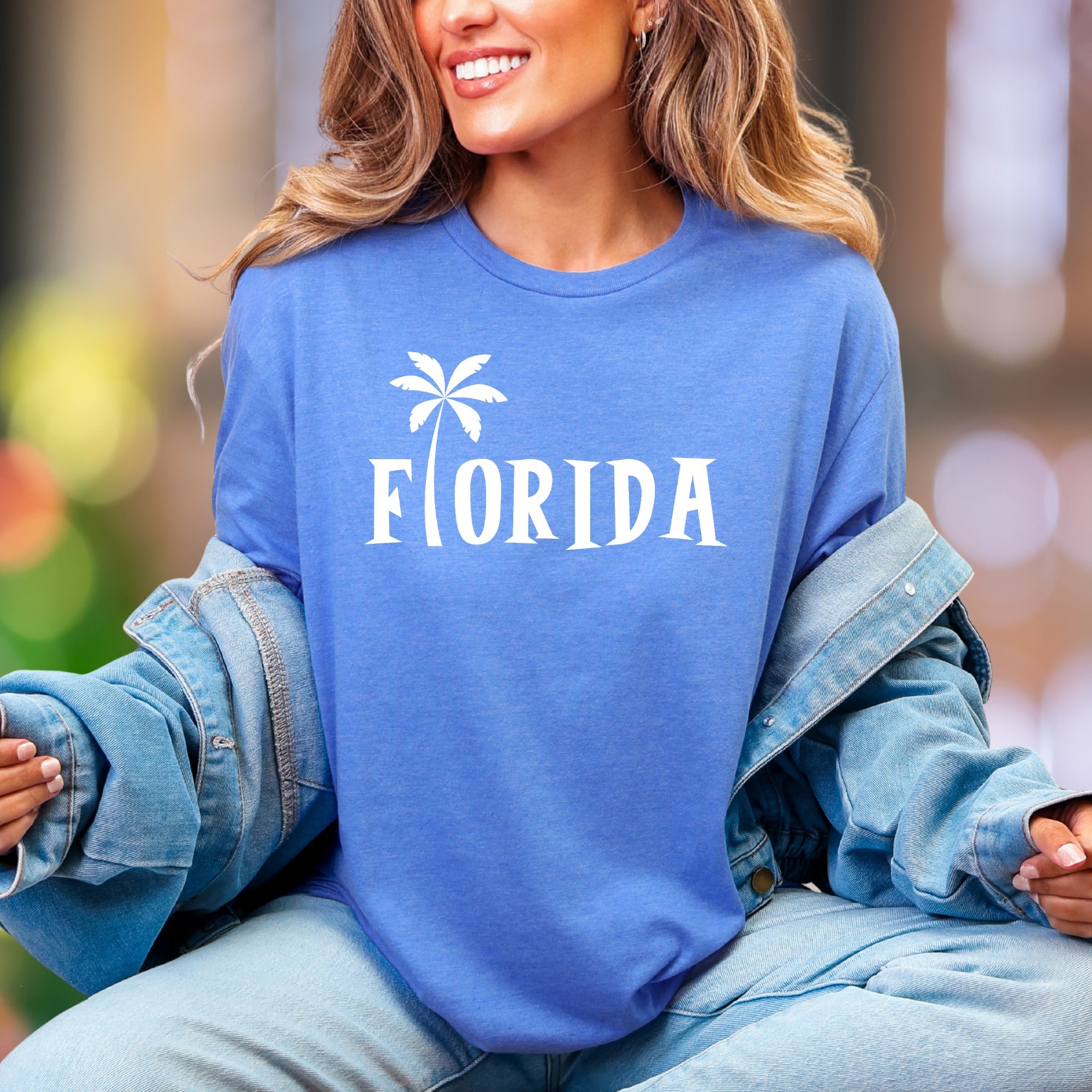 "Florida" | Palm Tree Typography Unisex Adult T-Shirt | Tropical Lifestyle