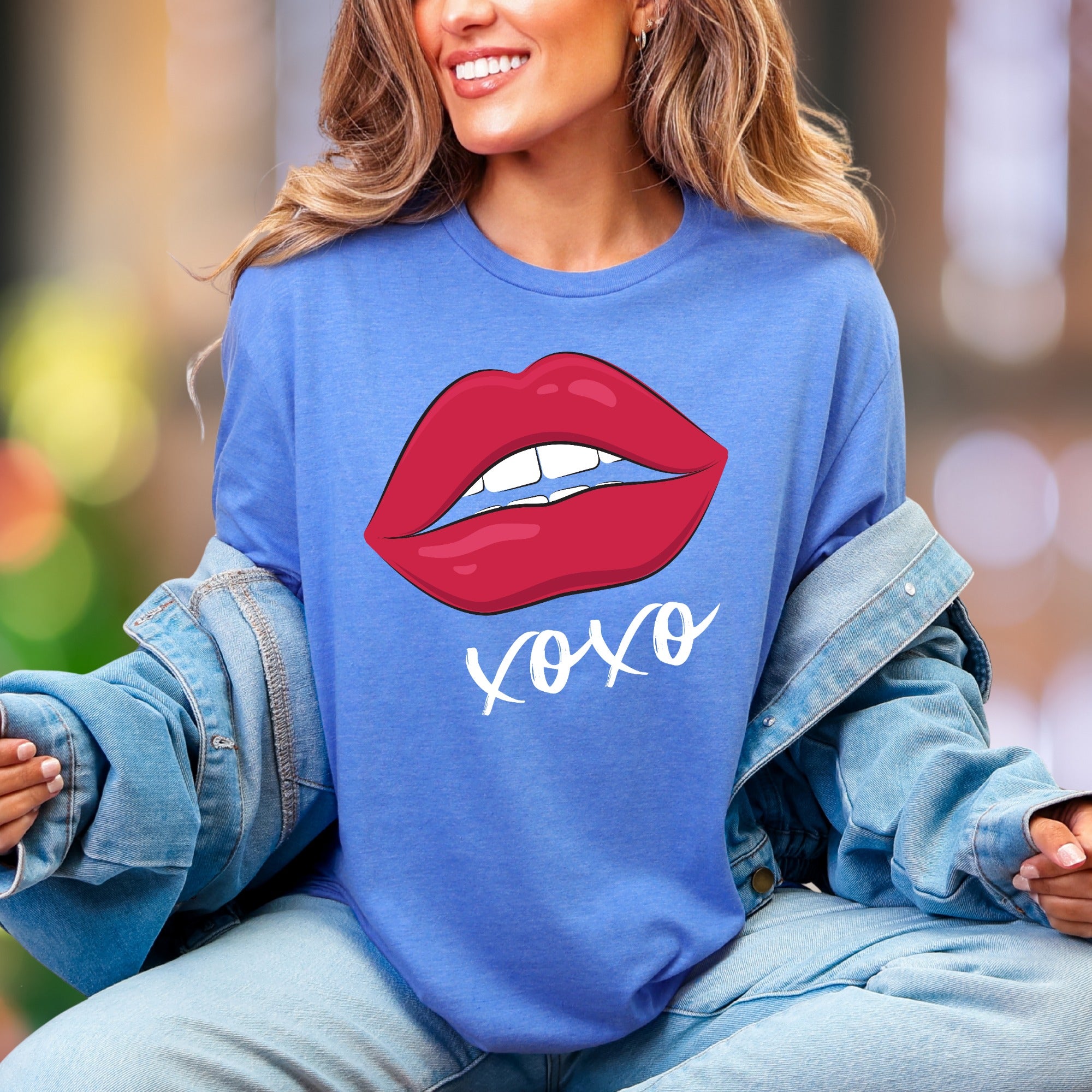 "XOXO" Red Lips Graphic Unisex Adult T-Shirt | Playful Romantic Style