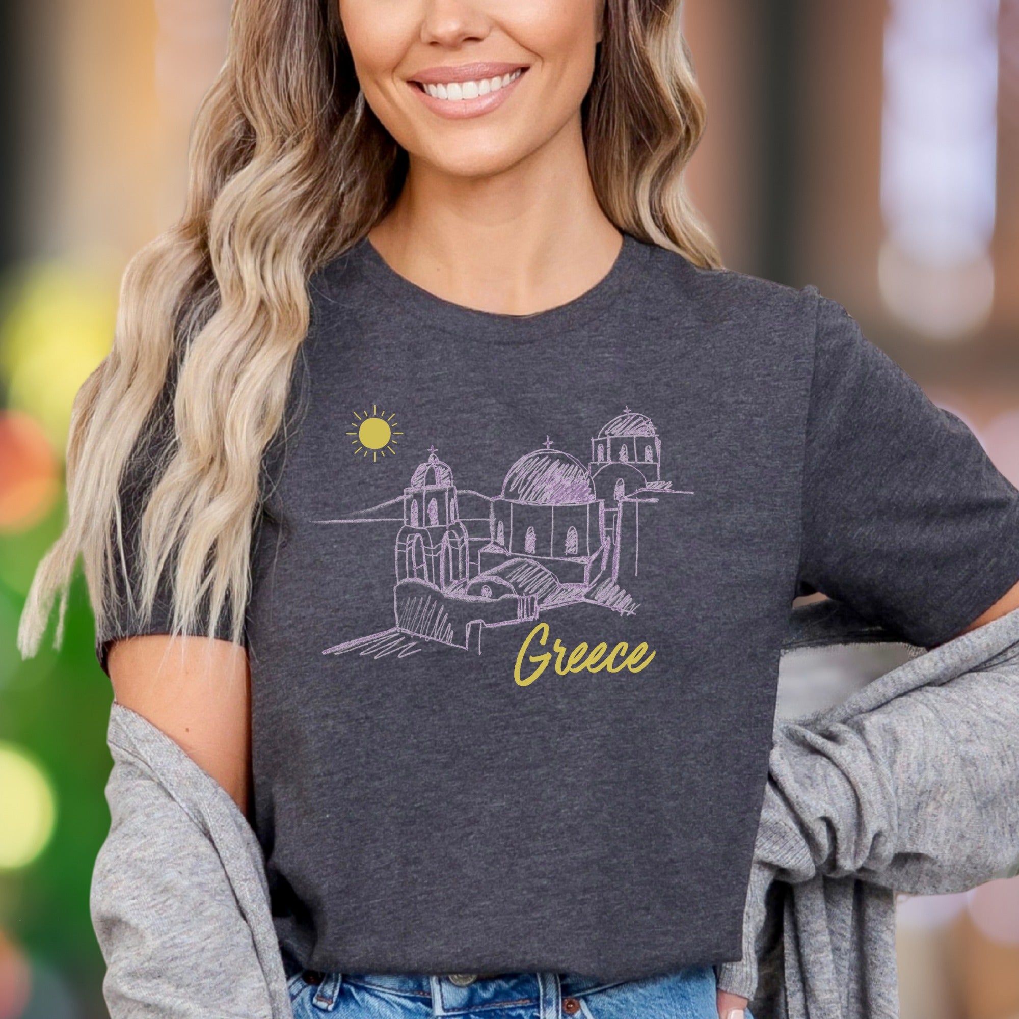 "Greece" | Sketch Art Travel Unisex Adult T-Shirt | Mediterranean Lifestyle