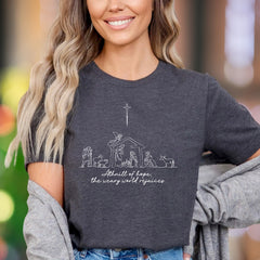 "A thrill of hope, the weary world rejoices" | Minimal Nativity Unisex Adult T-Shirt | Holiday Lifestyle