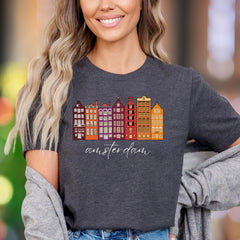 "amsterdam" | Colorful Cityscape Unisex Adult T-Shirt | Travel & Culture Apparel