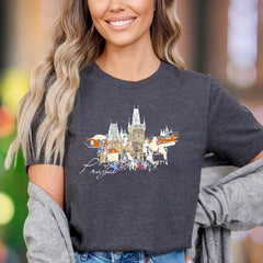 "Prague" | Cityscape Sketch Unisex Adult T-Shirt | Travel Lifestyle