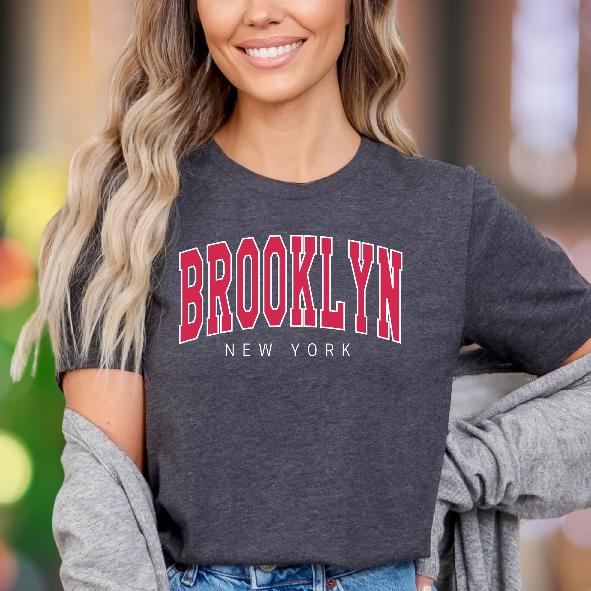 "BROOKLYN NEW YORK" | Bold Arch College Typography Unisex Adult T-Shirt | City Streetwear