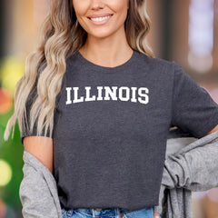 "ILLINOIS" | Bold Typography Unisex Adult T-Shirt | State Pride Lifestyle