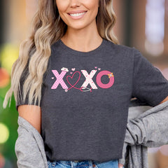 "XOXO Nurse Love" | Playful Healthcare Graphic Unisex Adult T-Shirt | Caring Lifestyle Apparel