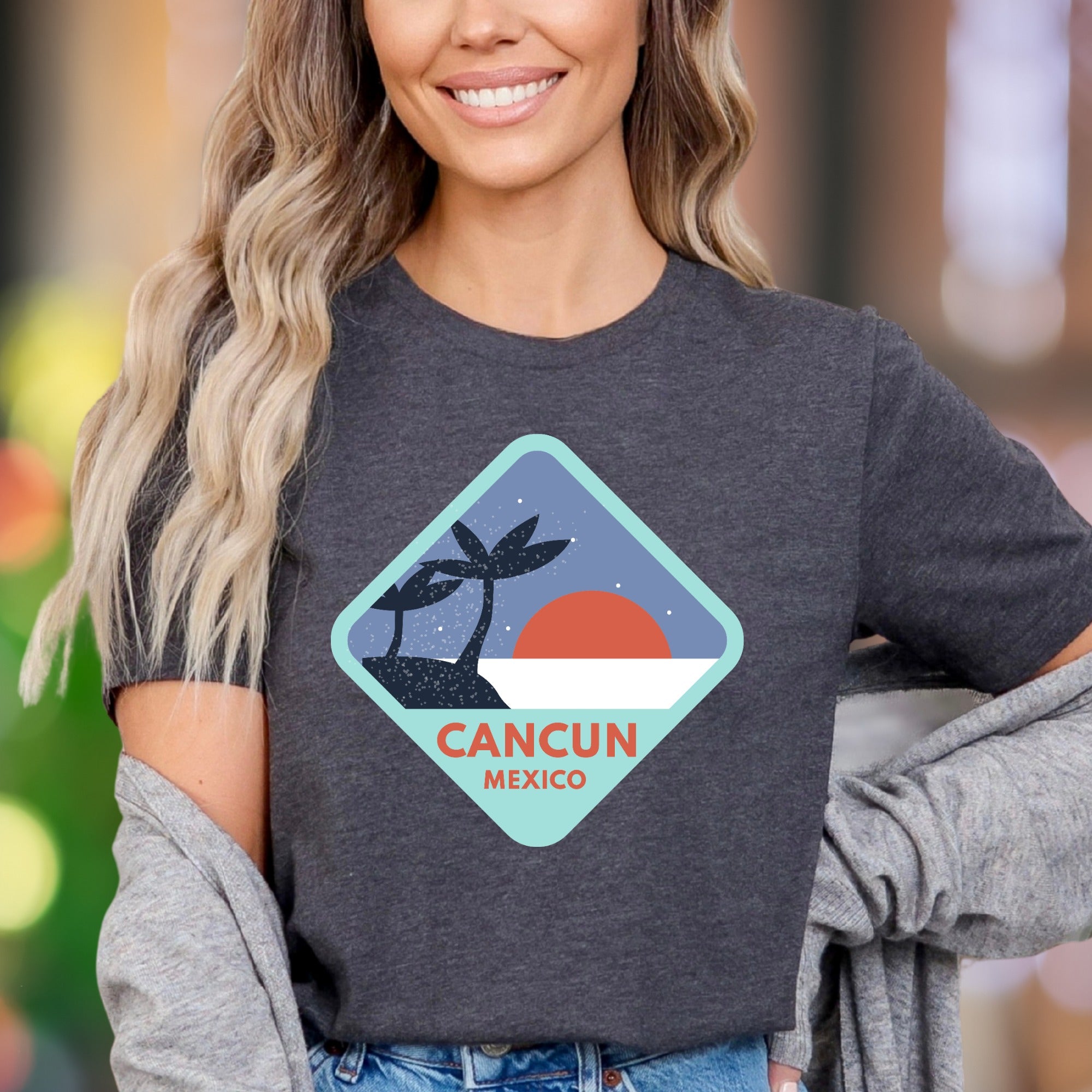 "Cancun Mexico" | Retro Travel Graphic Unisex Adult T-Shirt | Vacation Lifestyle